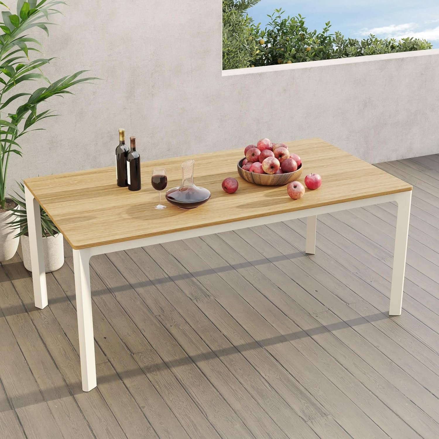 Grand Patio Rectangular Outdoor Dining Table, Waterproof Woodgrain Tabletop - $299.99 at Grand Patio