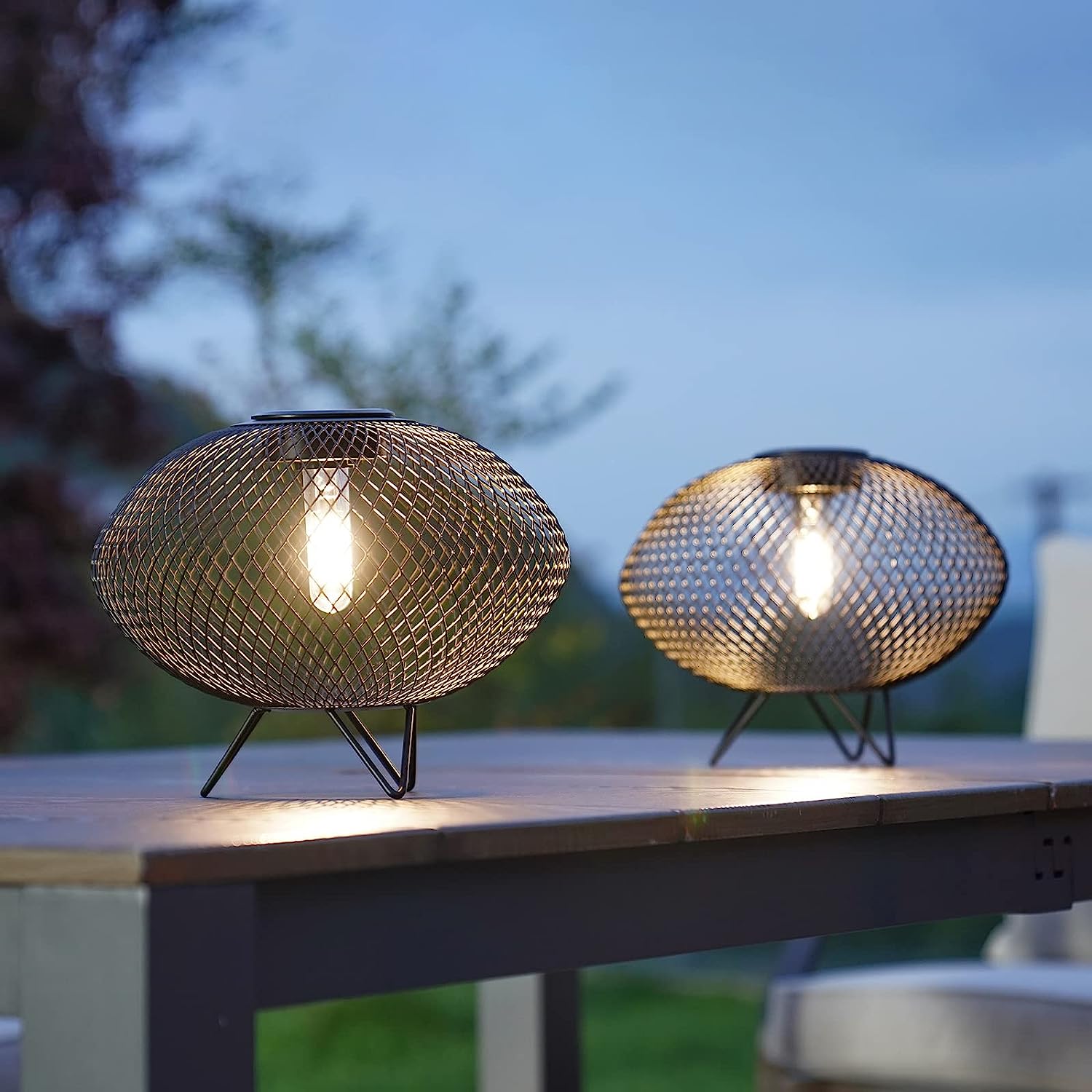 Grand Patio Shadow Solar Powered 8"H Table Lamp 2-Pack Metal Wire Shade, LED Modern Outdoor Lantern - $54.99 at Grand Patio