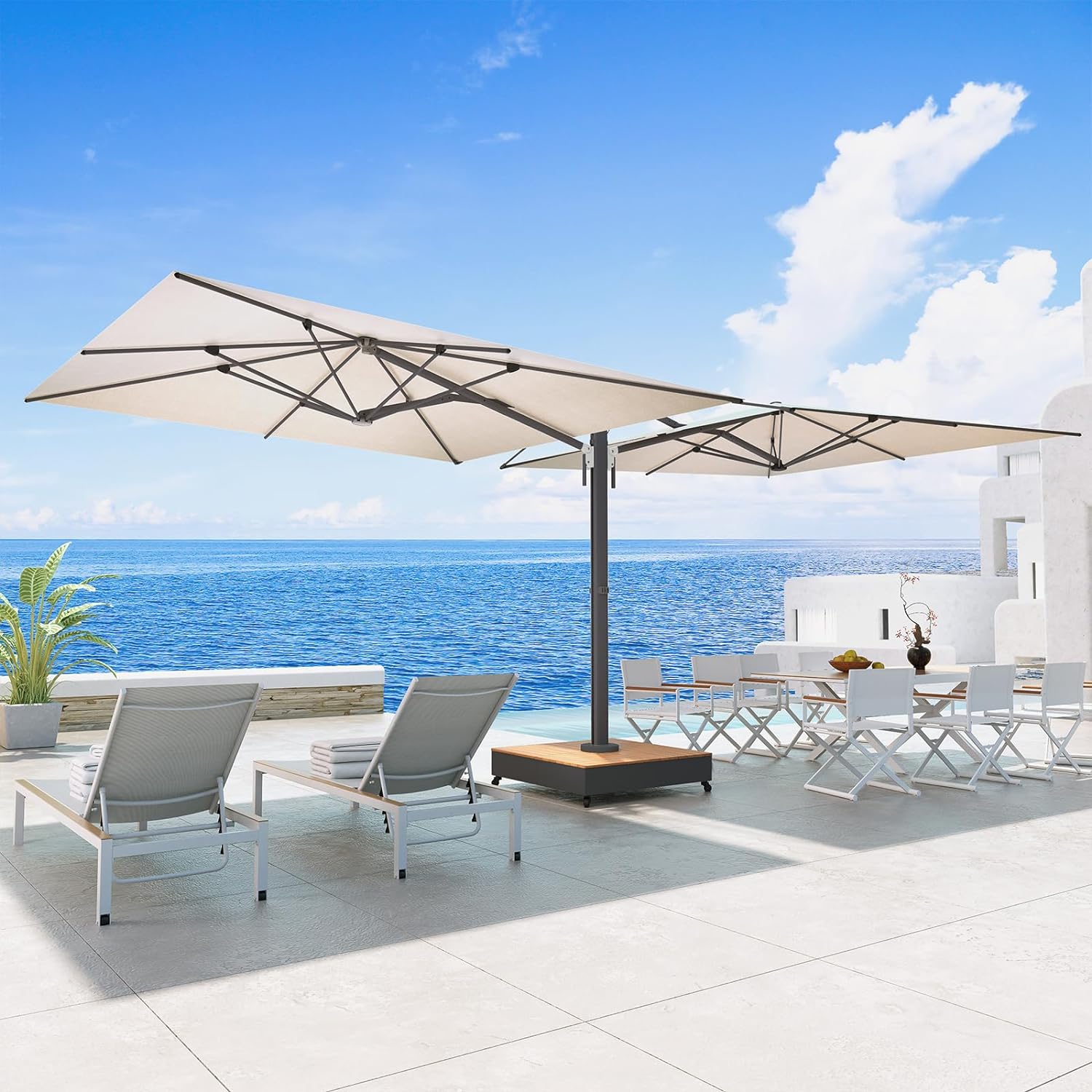 Grand Patio 10x10 FT Large Double-Sided Patio Umbrella with Base, with Umbrella Cover - $1499.99 at Grand Patio
