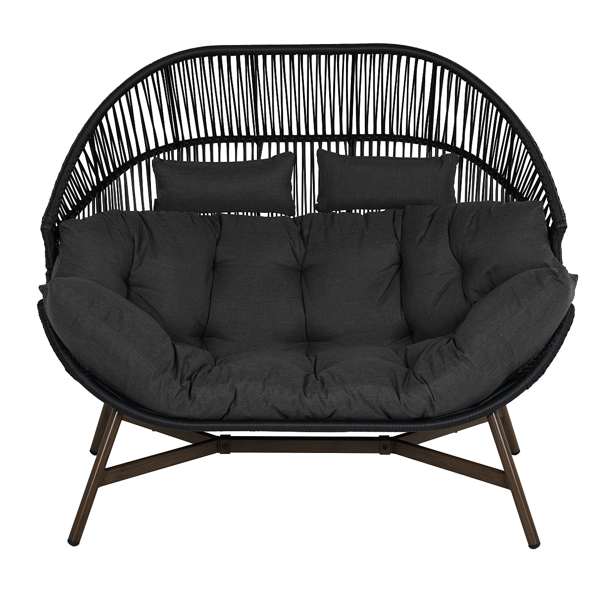 Grand Patio Indoor Outdoor Modern Double Egg Chair with Cushion, Stationary Patio Loveseat 2-Seat Wicker Egg Chair - $449.99 at Grand Patio