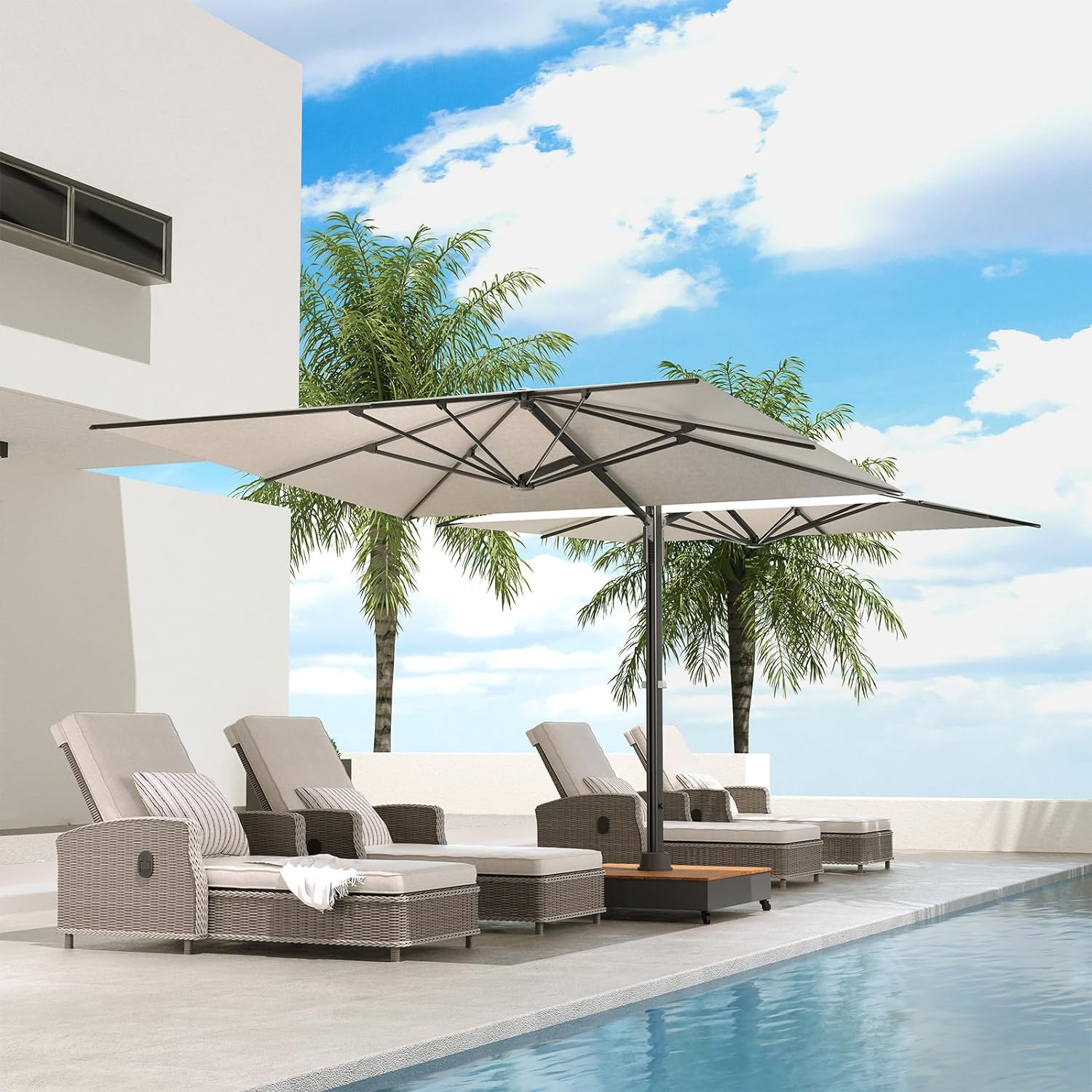 Grand Patio Large Double-Sided Patio Umbrella with Base 10x10 FT with Umbrella Cover - $1499.99 at Grand Patio