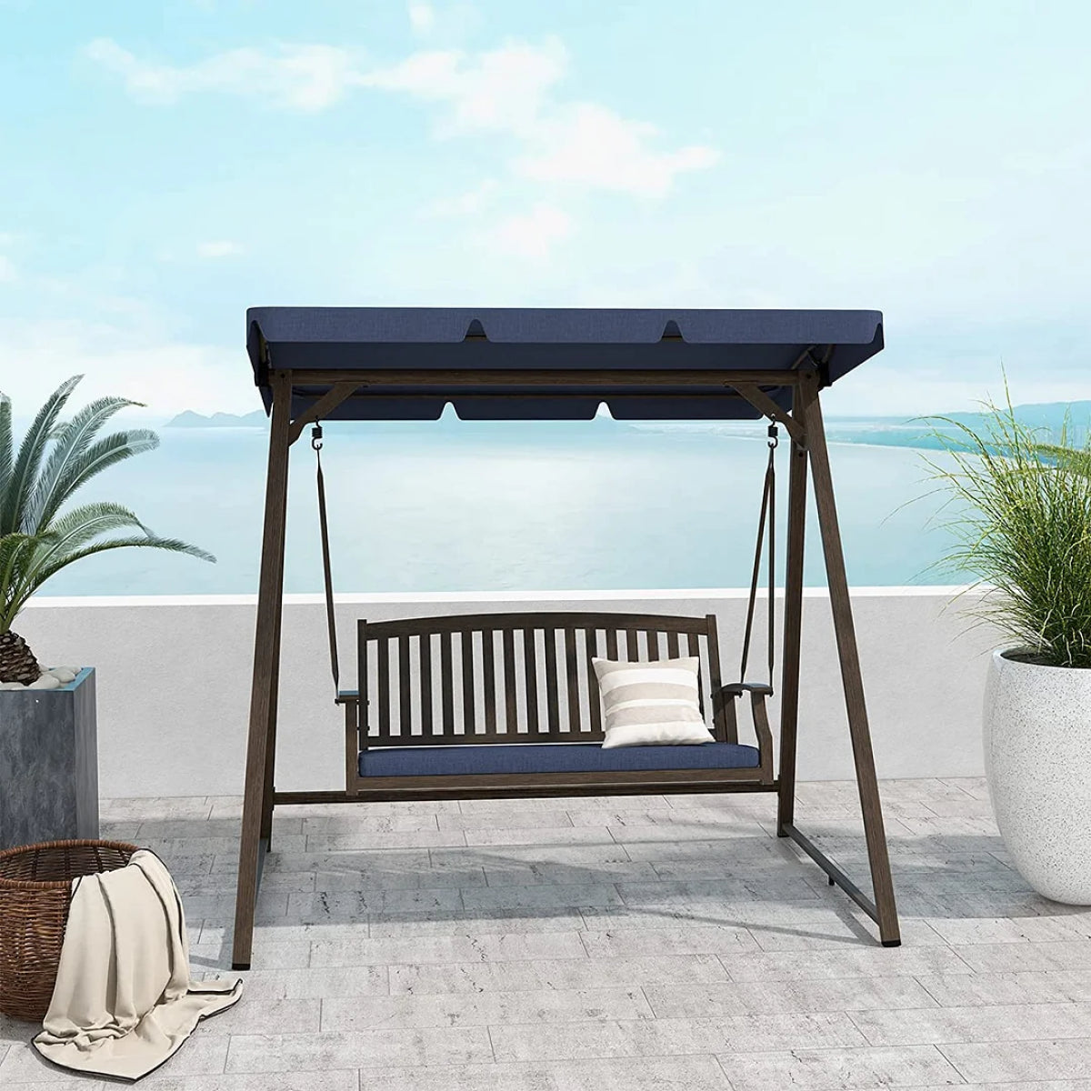 Grand Patio Outdoor 2-Seat Patio Swing Chair, Adjustable Tilt Canopy, with Removable Cushion for Garden, Backyard, Poolside - $229.99 at Grand Patio