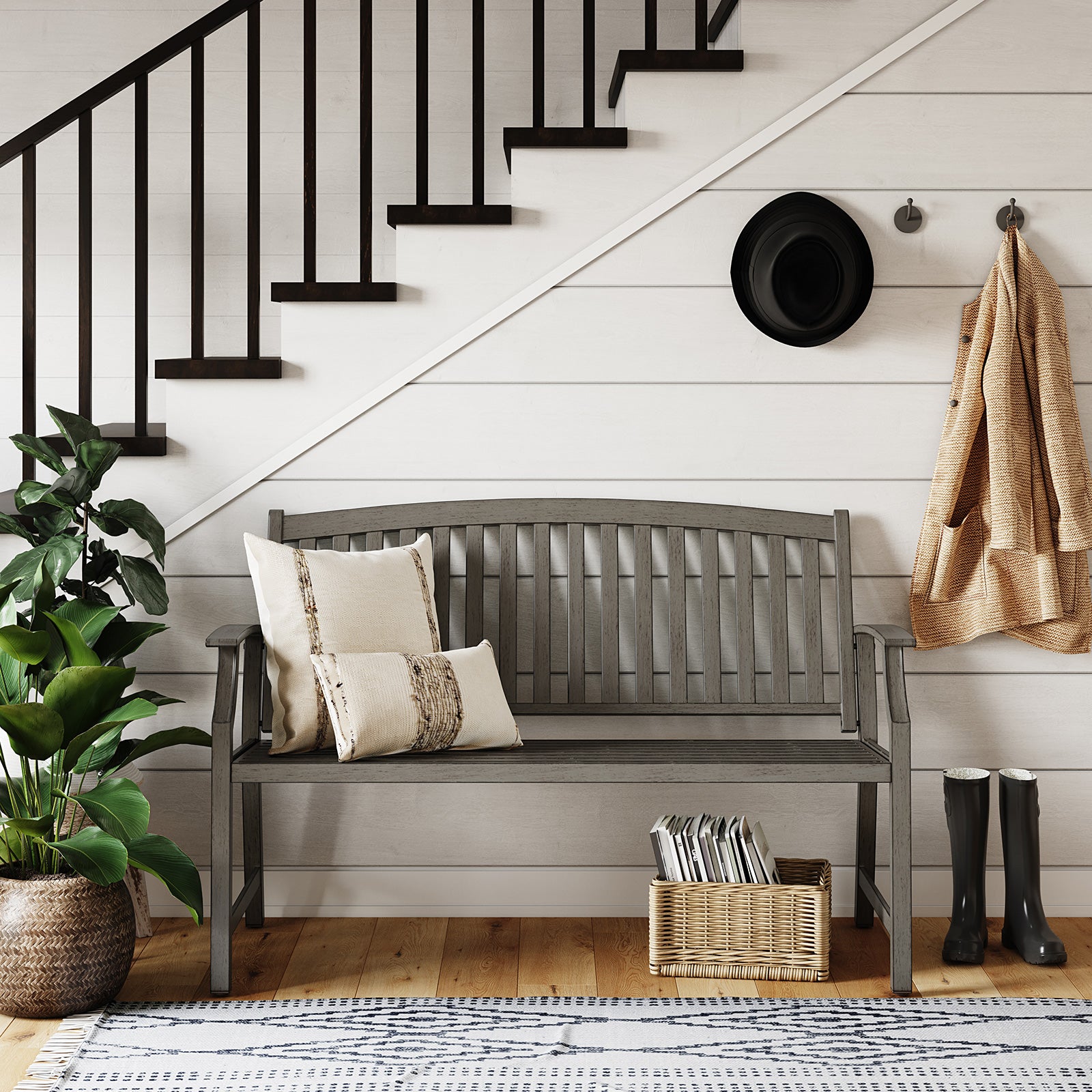 Grand Patio Outdoor Benches - Anti-Rust Aluminum and Steel Garden Bench with Faux Wood Finish for Patio and Park Furniture - $179.99 at Grand Patio