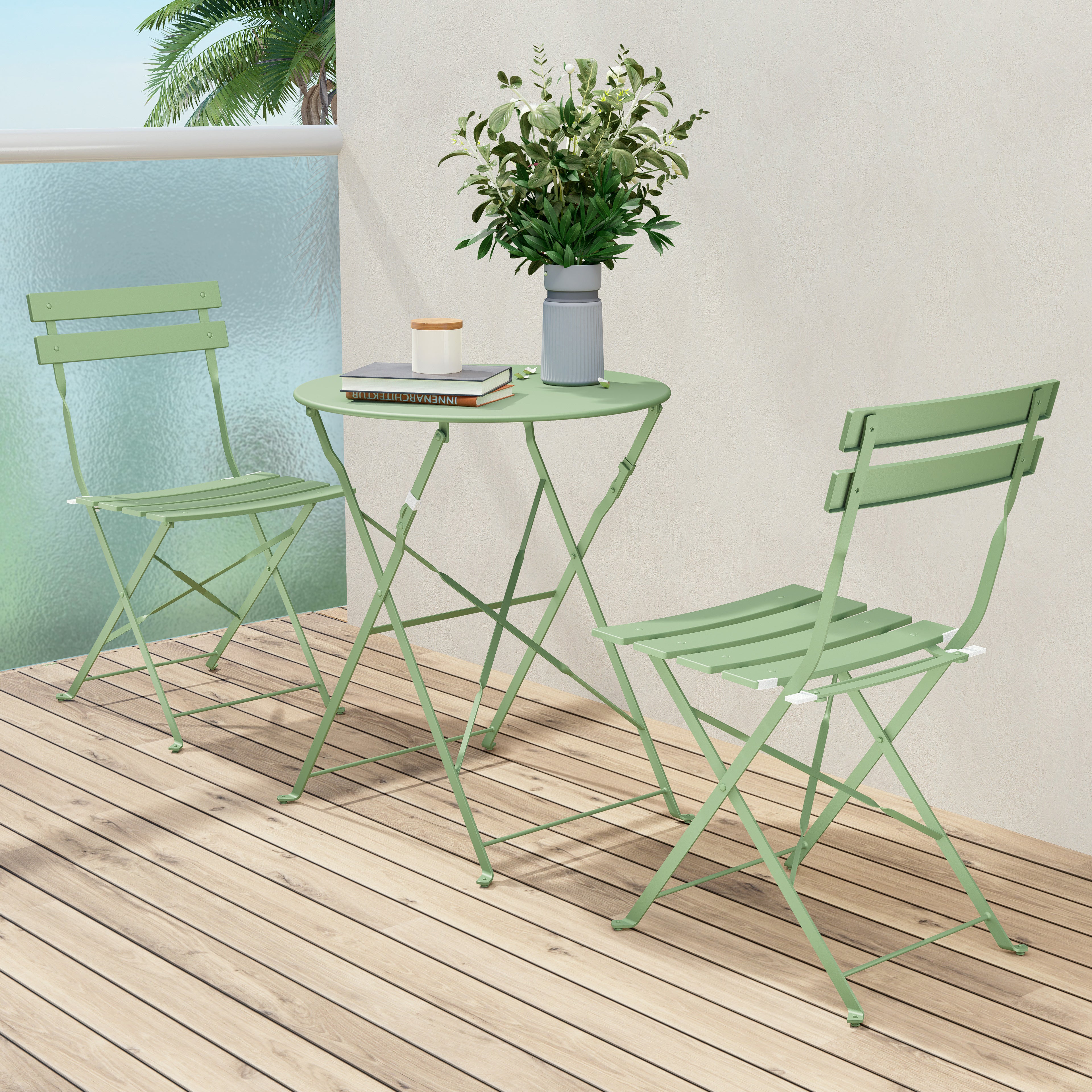 Outdoor Premium Steel 3-Piece Foldable Patio Sets