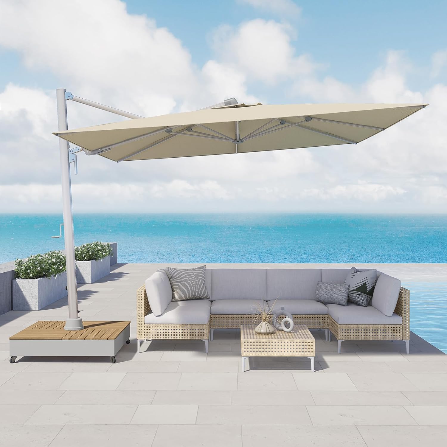 Grand Patio 10x13 FT Premium Cantilever Patio Umbrella with Weighted Mobile Base | 5-Year Fade-Resistant Canopy, 360° Rotation, 75° Tilt, Aluminum Frame + Cover - $929.99 at Grand Patio