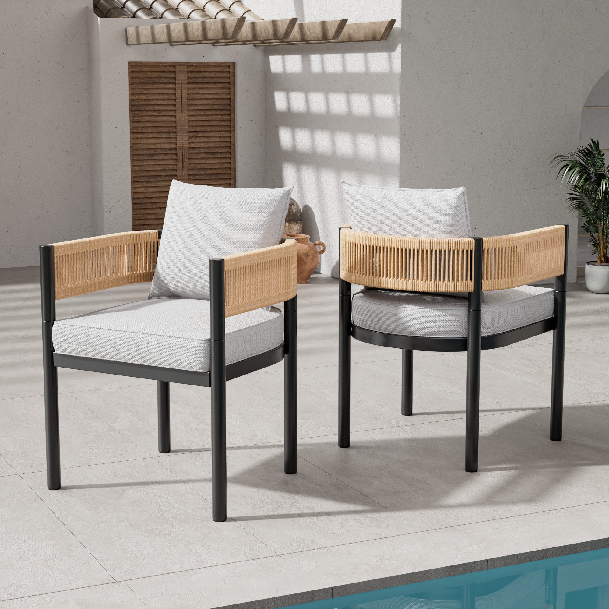 Outdoor Dining Side Chairs, Patio Chairs with Cushions