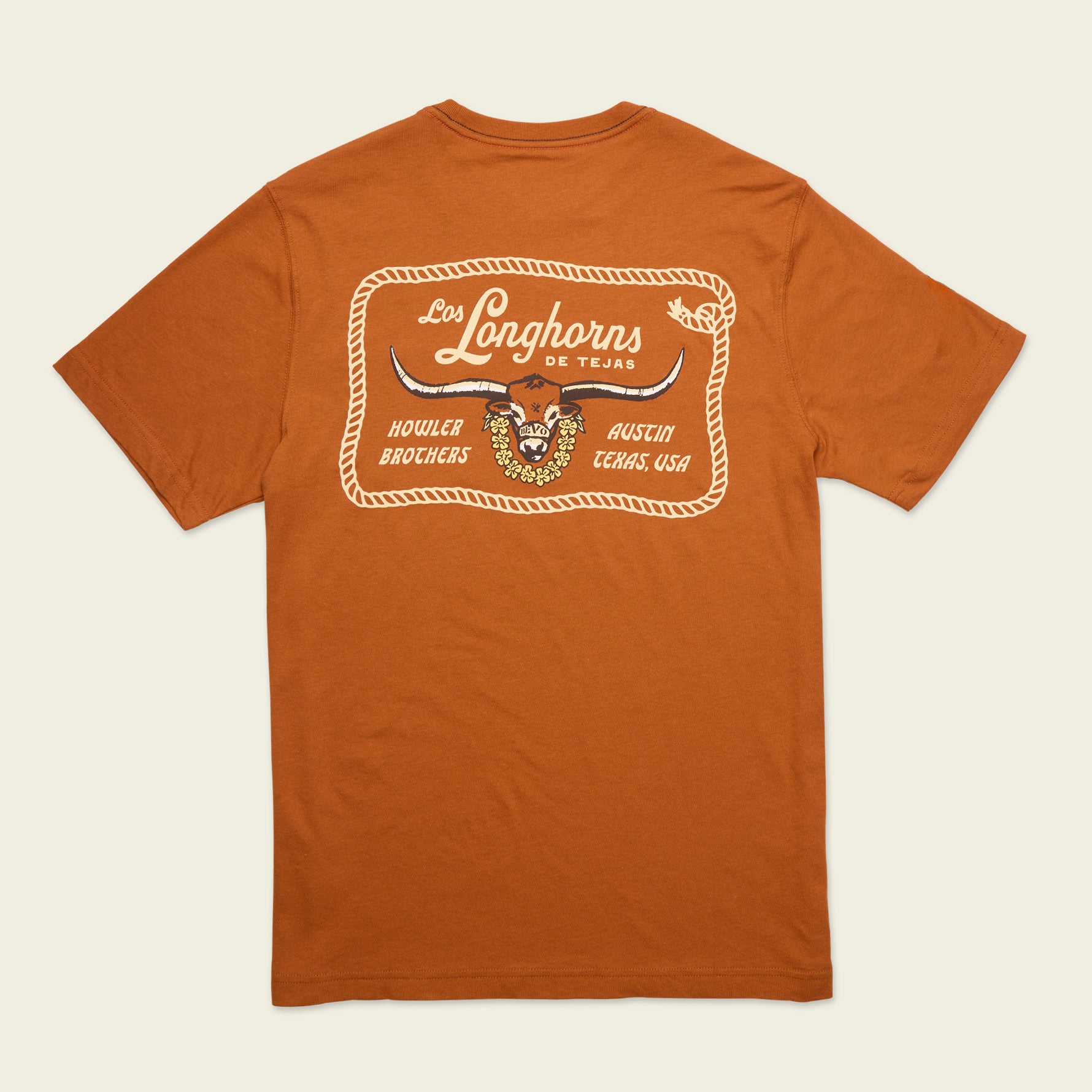 Howler Brothers Texas Longhorns Pocket T-Shirt - Bevo Buckle : Burnt Orange / Brown - $45.00 at Howler Brothers