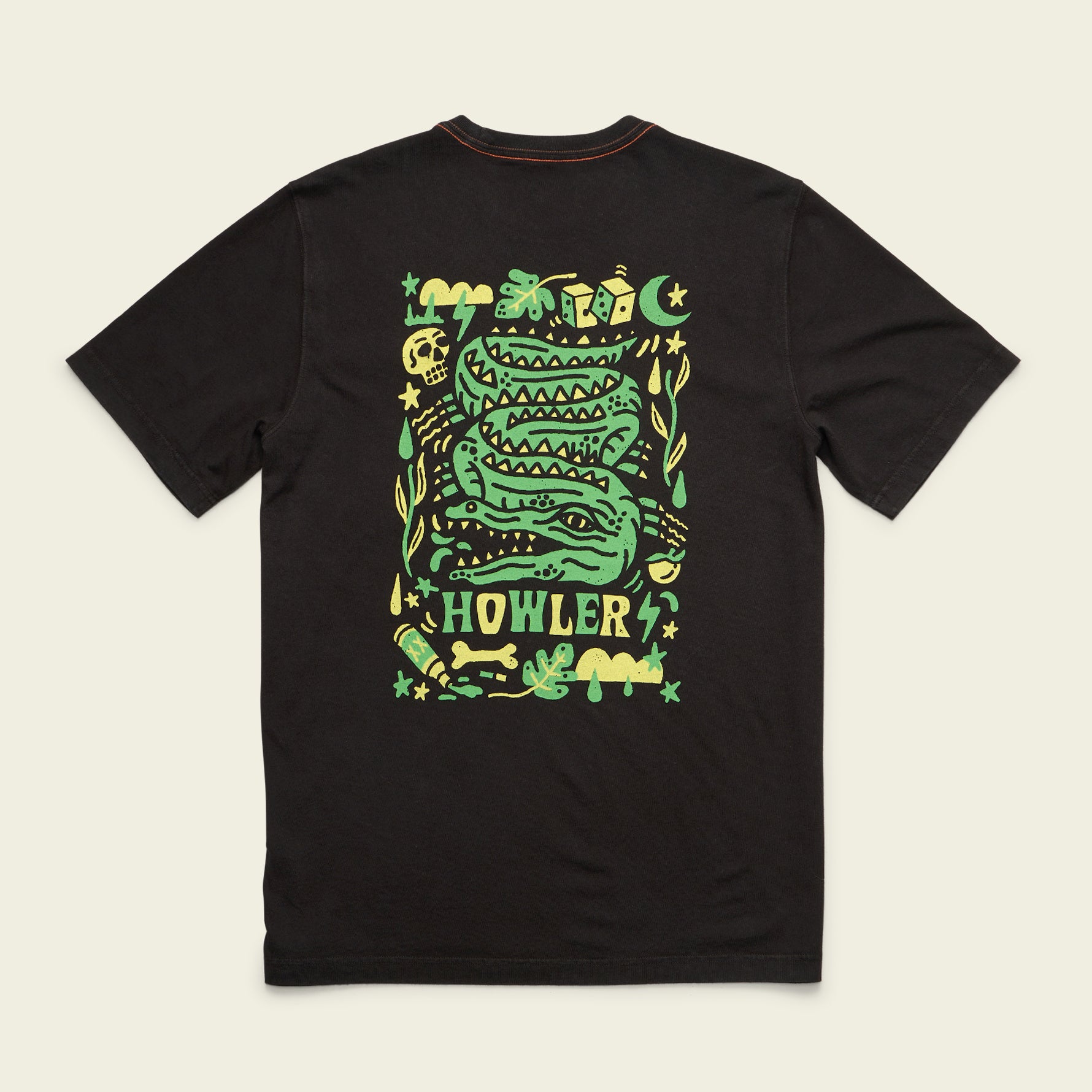 HOWLER BROTHERS Slithering Gators Cotton Pocket T-Shirt - Black - $29.00 at Howler Brothers