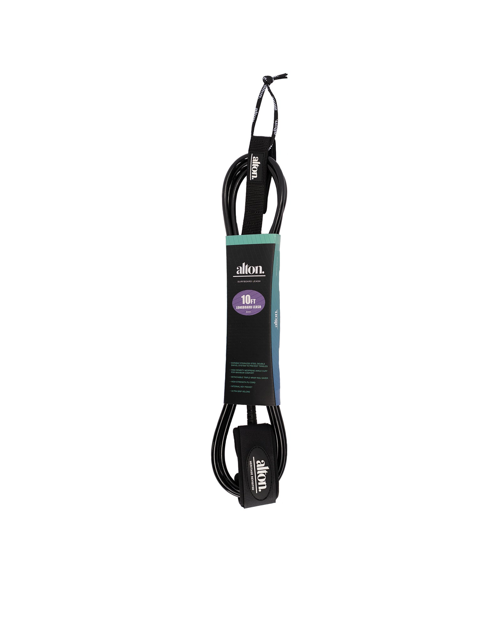 Alton 10' Surfboard Standard Regular Leash - Black - $25.99 at Jack's Surfboards