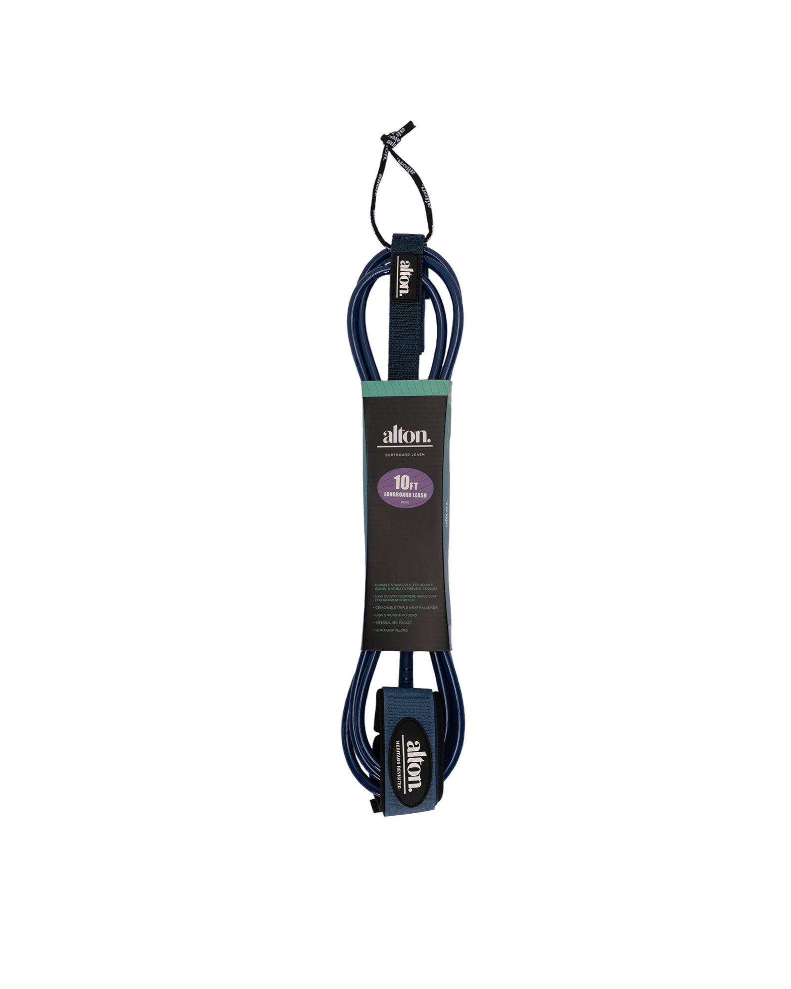 Alton 10' Surfboard Standard Regular Leash - Navy - $29.99 at Jack's Surfboards