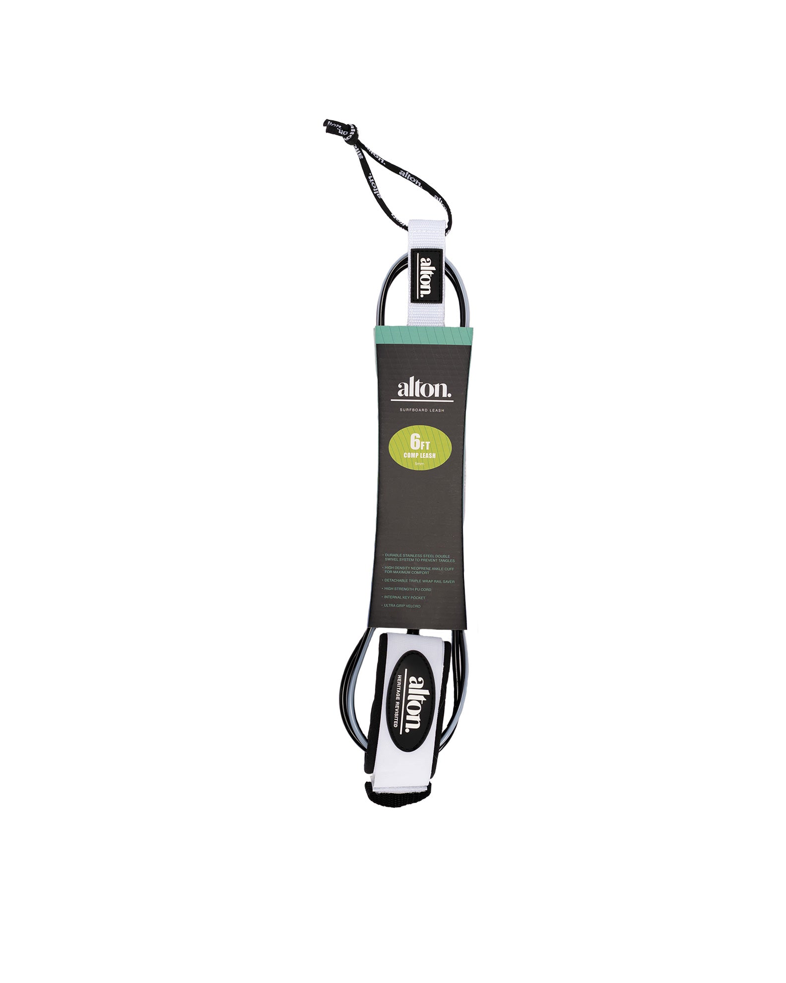 Alton 6' Surfboard Standard Comp Leash - Black/White - $25.99 at Jack's Surfboards