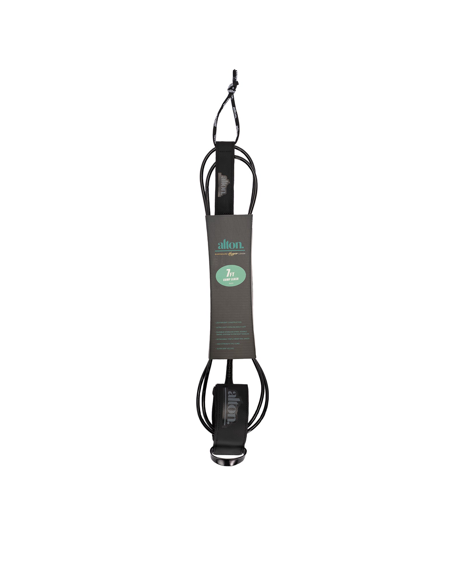 Alton 7' Surfboard Pro Comp Leash - Black - $29.99 at Jack's Surfboards