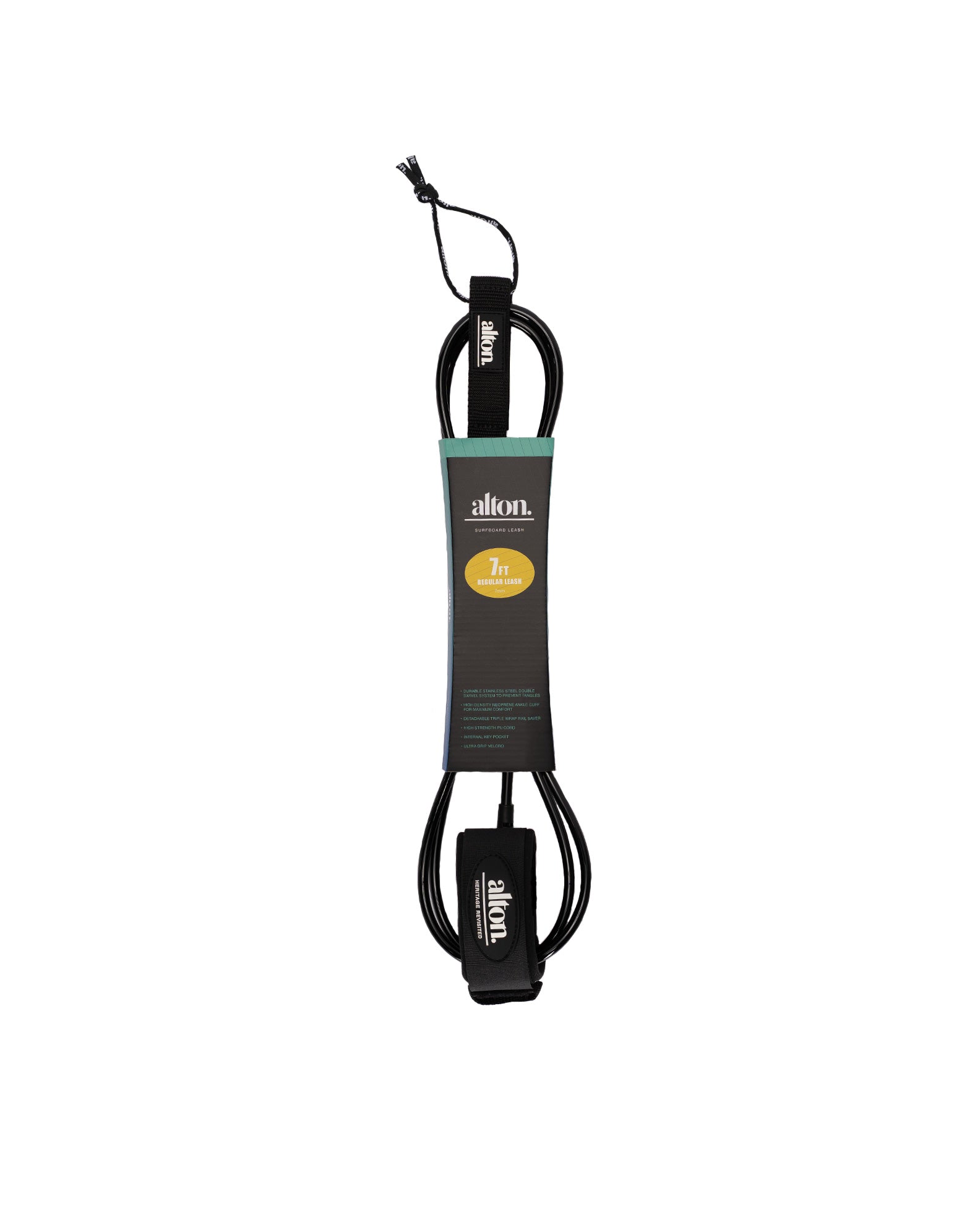Alton 7' Surfboard Standard Regular Leash - Black - $26.99 at Jack's Surfboards