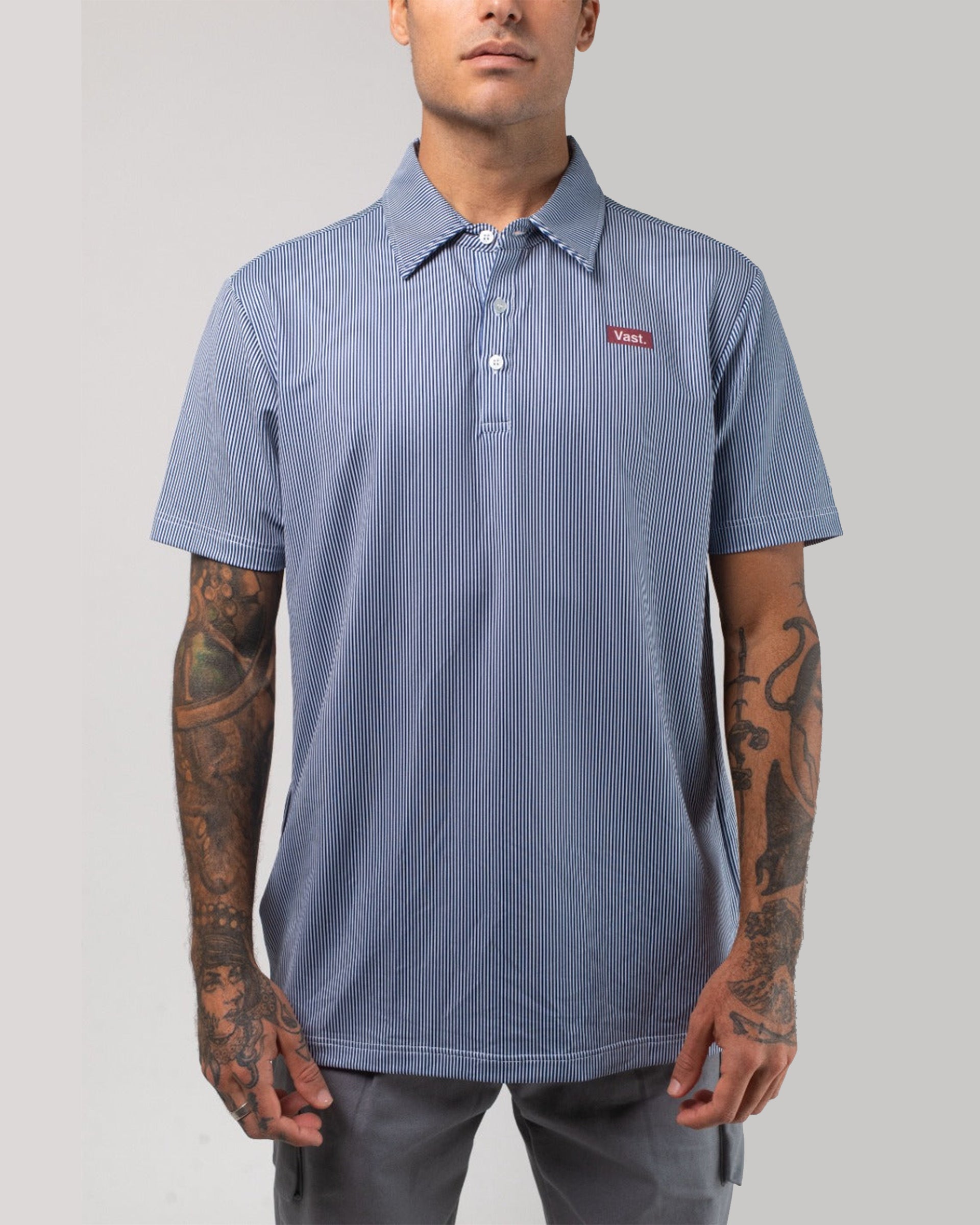 Vast. Aqua Terra Linear Polo Shirt - Navy - $59.99 at Jack's Surfboards