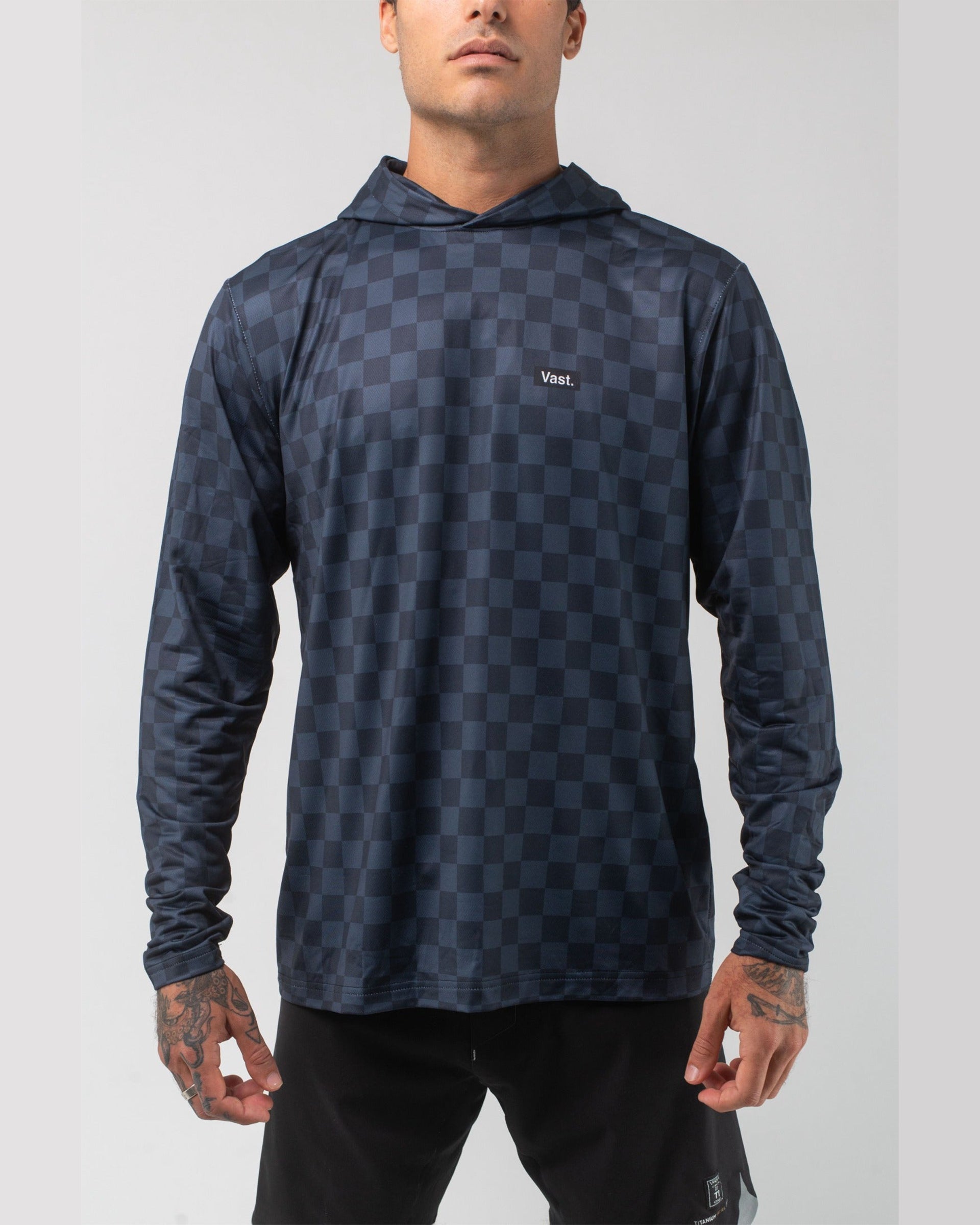 Aqua Terra Lite Check Check Tech Daily Hoodie - Black