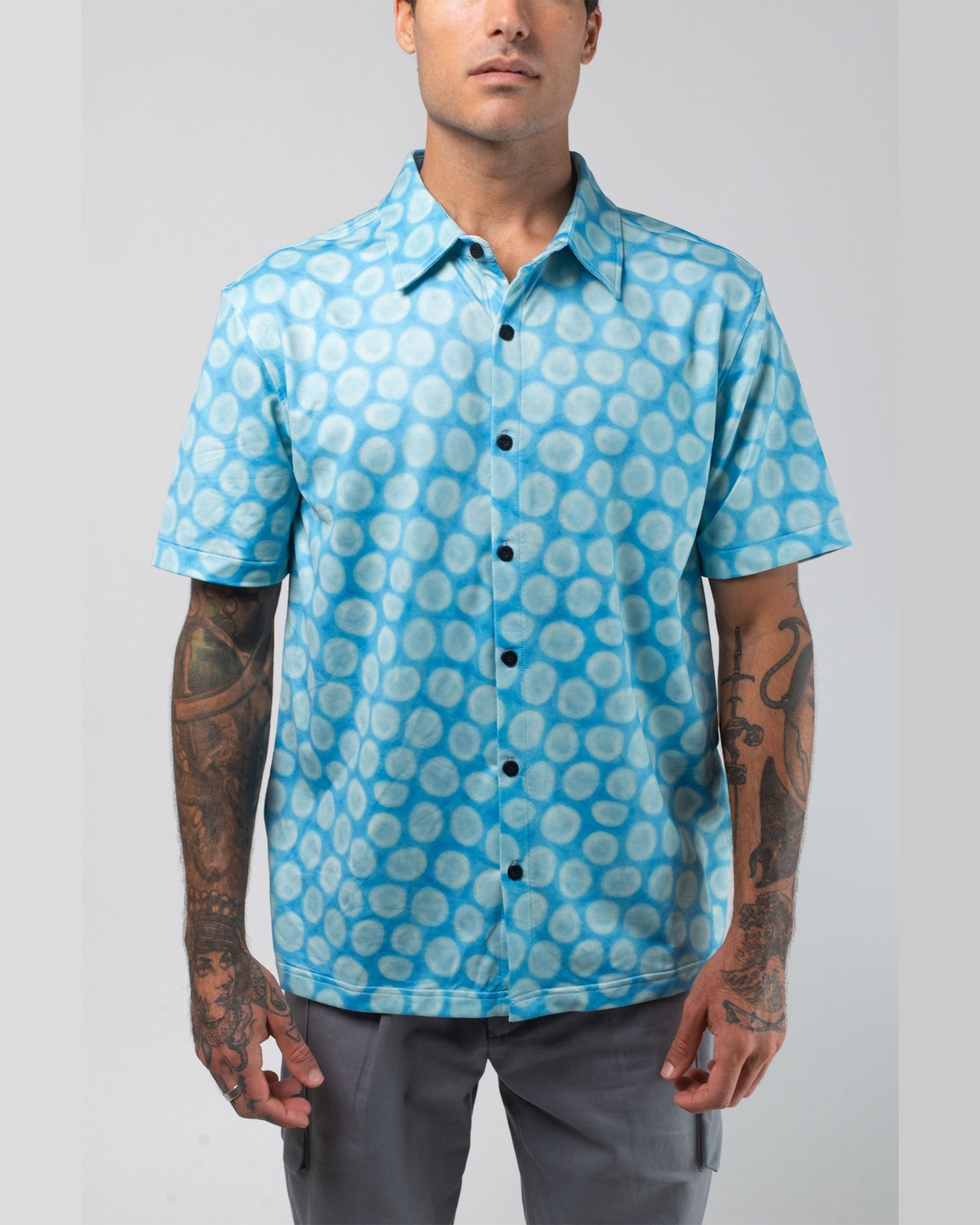 Vast. Aqua Terra Mid Century Modern Tech Button Up Shirt - Green Multi - $65.00 at Jack's Surfboards