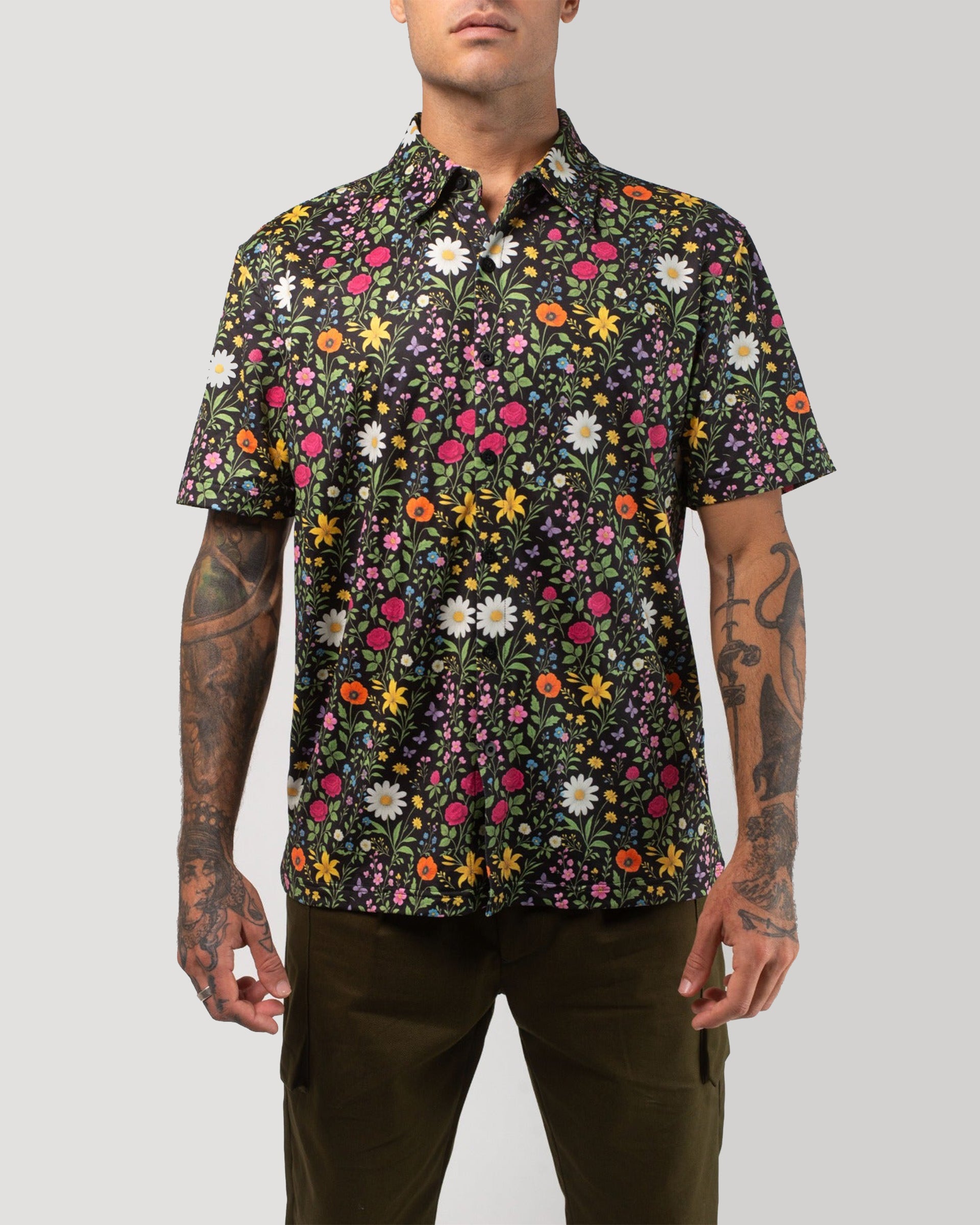 Vast. Aqua Terra Scritti Poltti Tech Button Up Shirt - Black Multi - $65.00 at Jack's Surfboards
