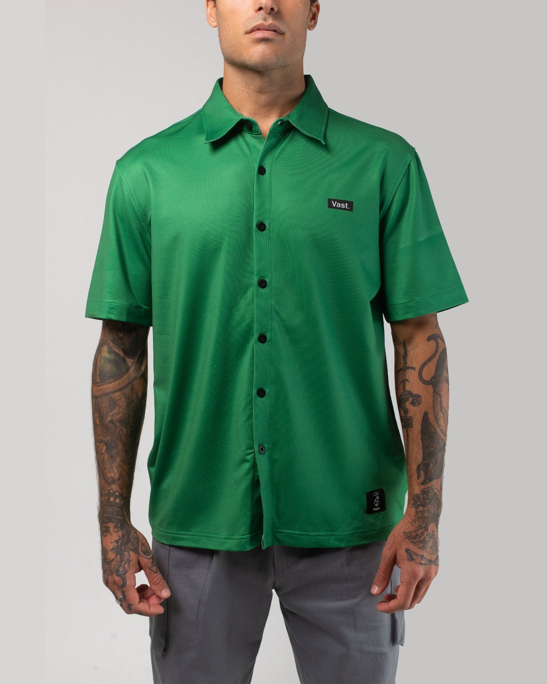 Vast. Aqua Terra Tech Button Up - Green - $65.00 at Jack's Surfboards