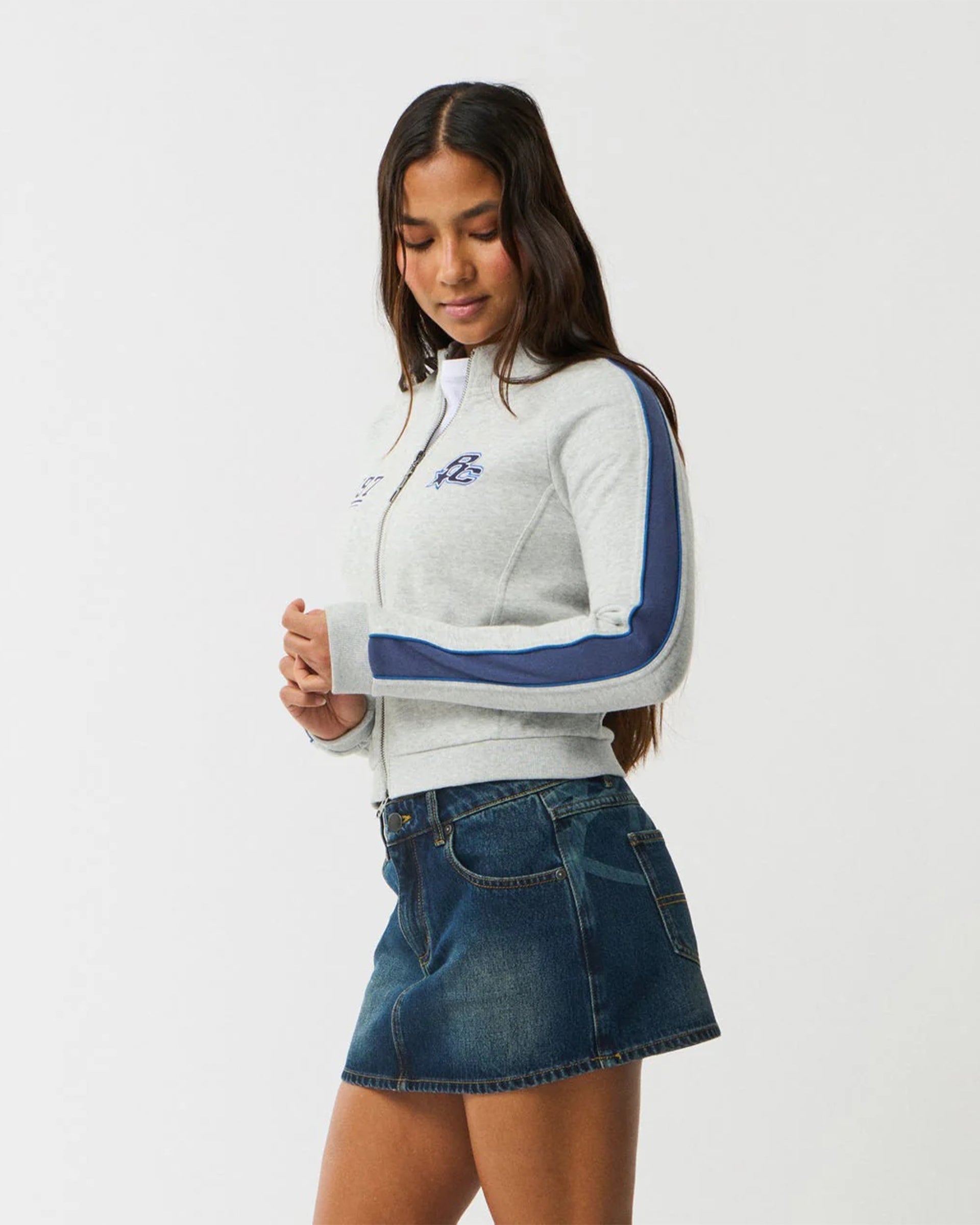 Rip Curl Women's Archive Script Fitted Zip Through - Grey Marle/Navy - $69.95 at Jack's Surfboards