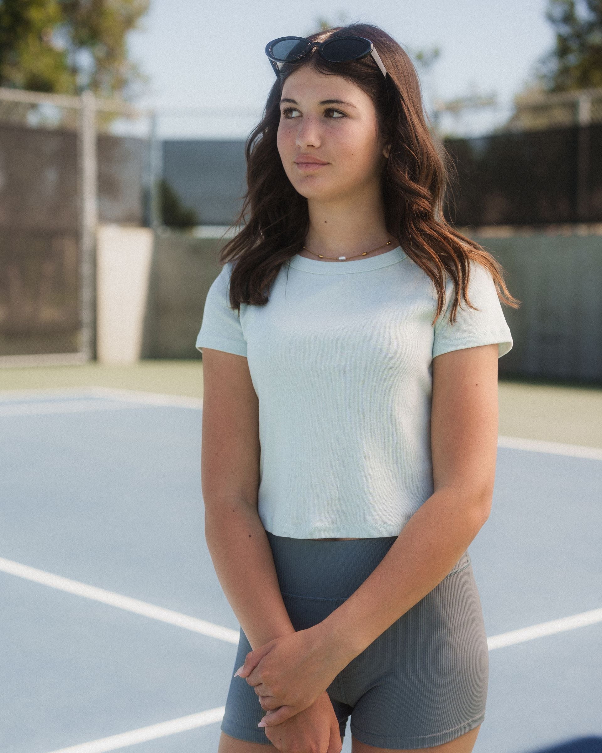 Kaveah Belle Cropped S/S Tee - Sky Blue - $30.00 at Jack's Surfboards