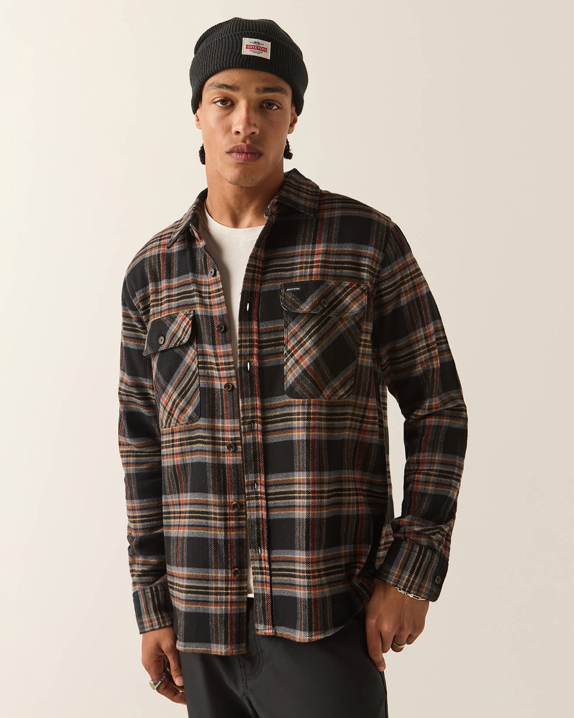 Brixton Bowery Flannel - Black/Red Earth - $69.00 at Jack's Surfboards