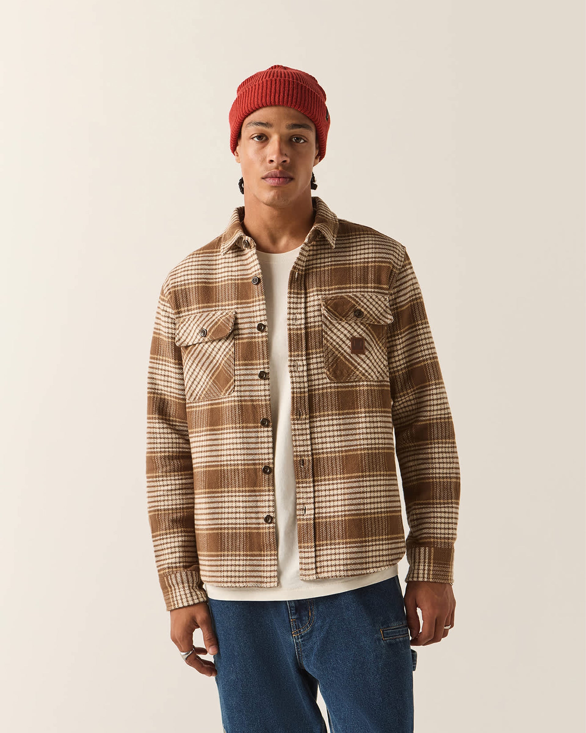Brixton Bowery Heavyweight Flannel - Pinecone Brown/Whitecap - $89.00 at Jack's Surfboards
