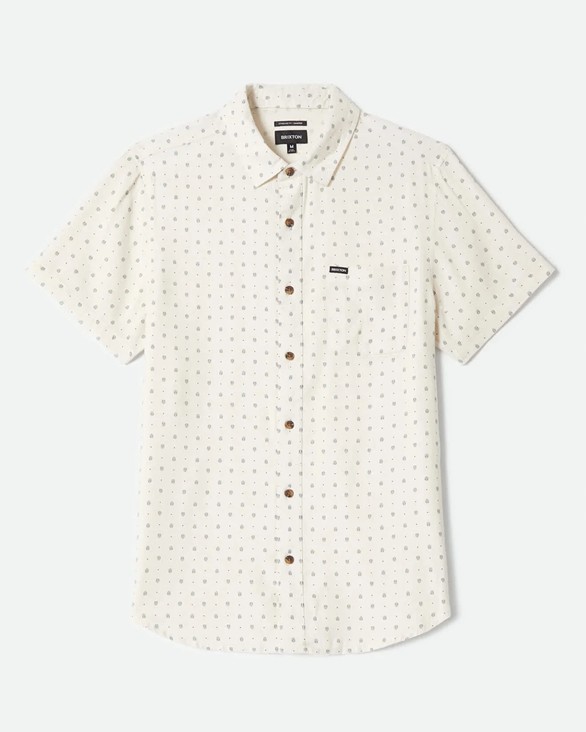 Charter Slub S/S Shirt - Off White Micro Geo