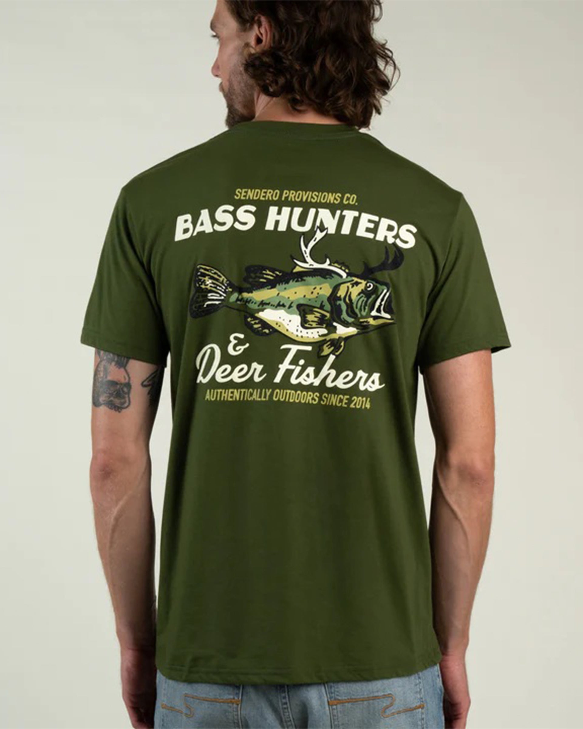 Deer Fishers S/S T-Shirt - Army Green