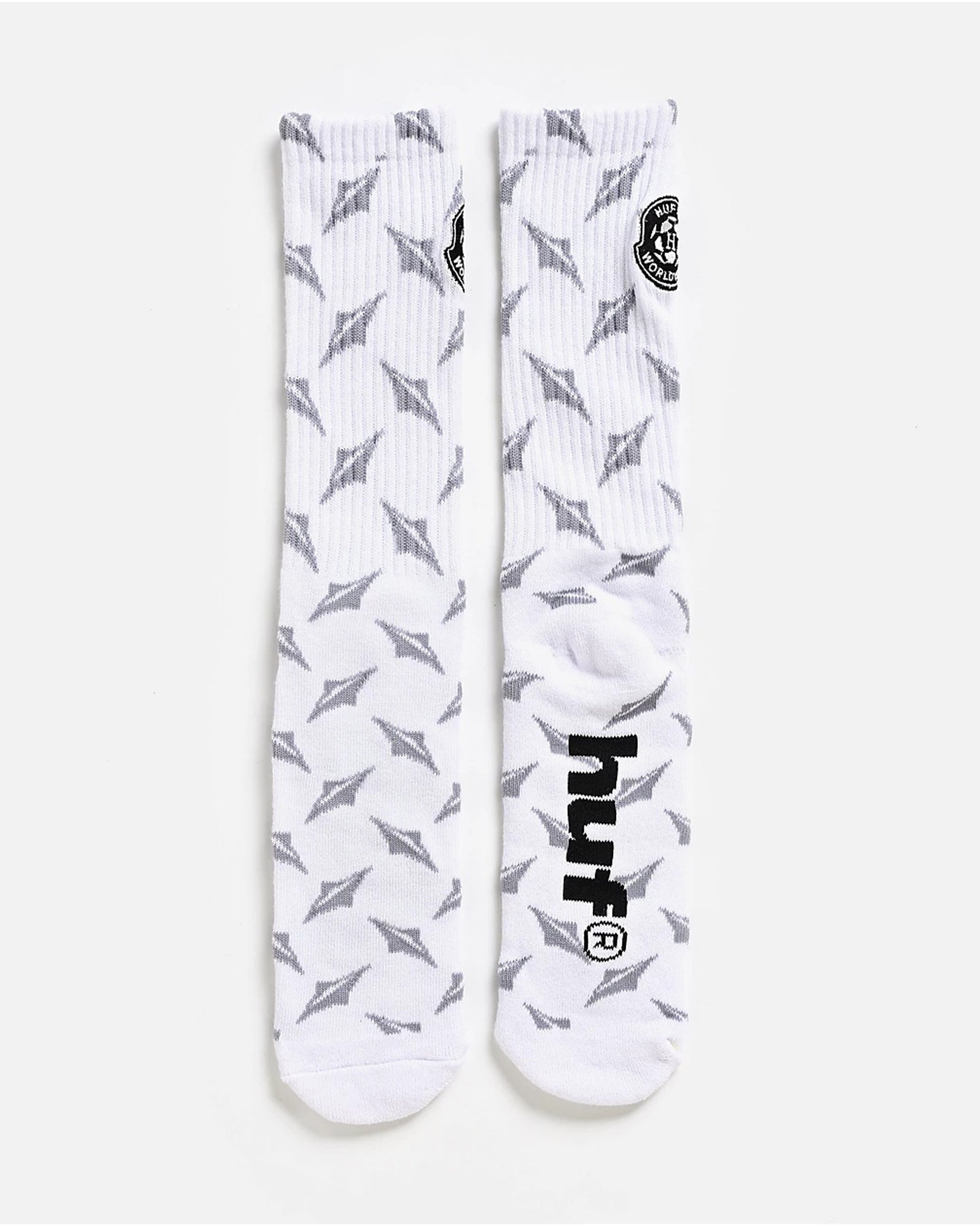 HUF Diamond Plate Crew Socks - White - $18.00 at Jack's Surfboards