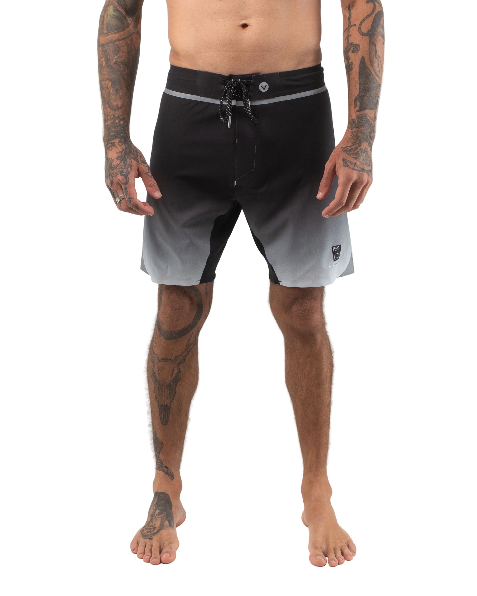 Fade to Dark Titanium Boardshort - Black/White