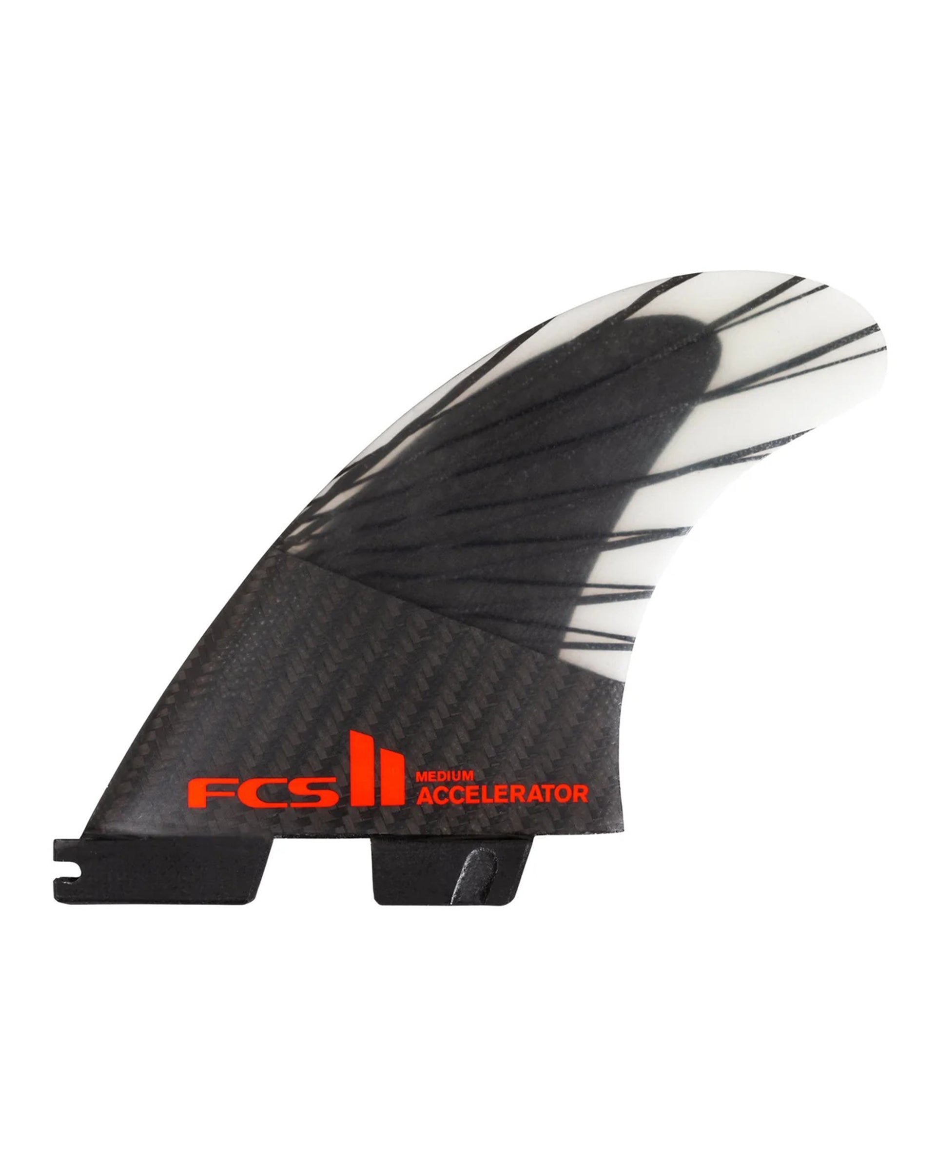 FCS II Accelerator PC Carbon Tri Fins - Black/Red