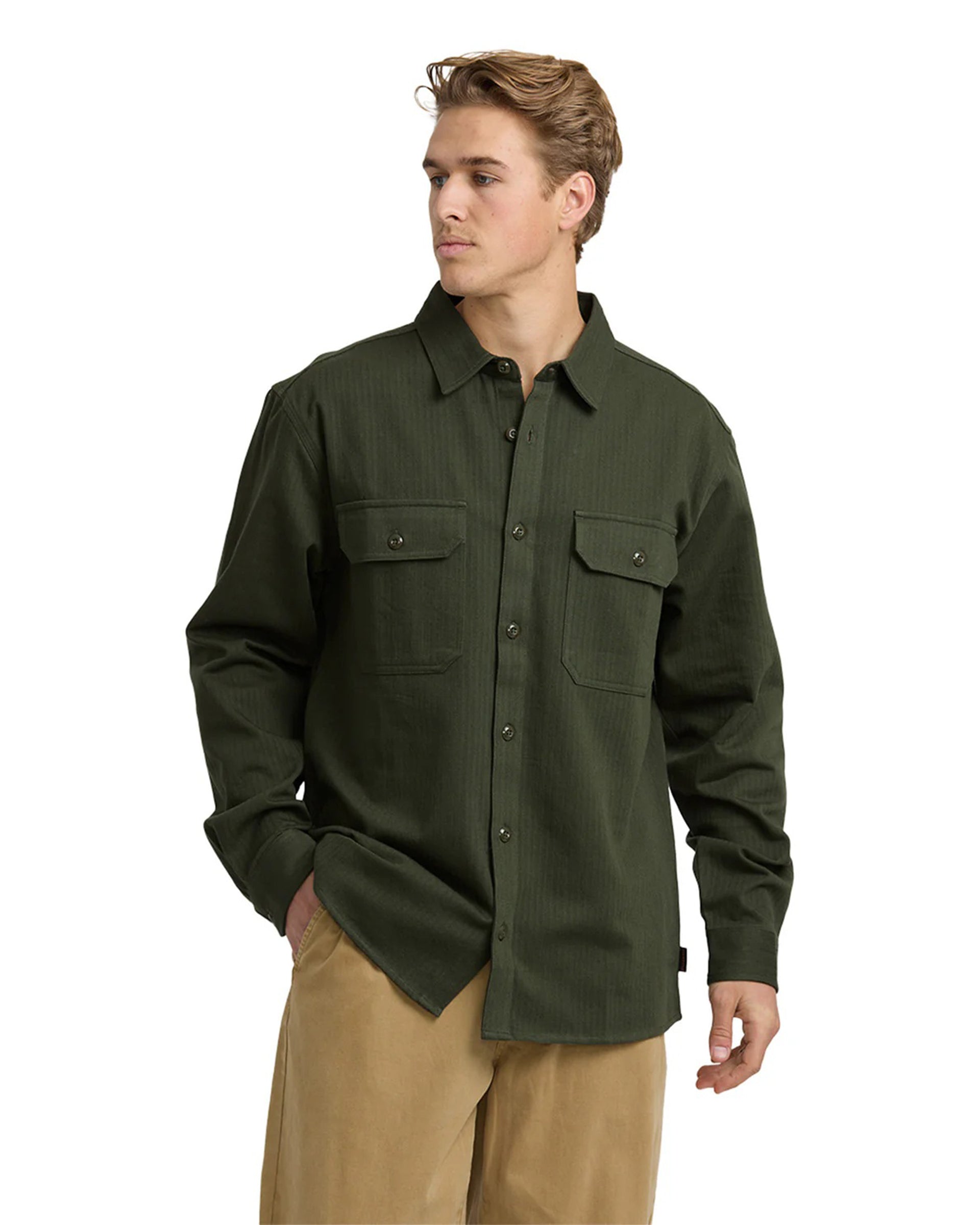Billabong Fort Garage L/S Shirt - Olive - $89.95 at Jack's Surfboards