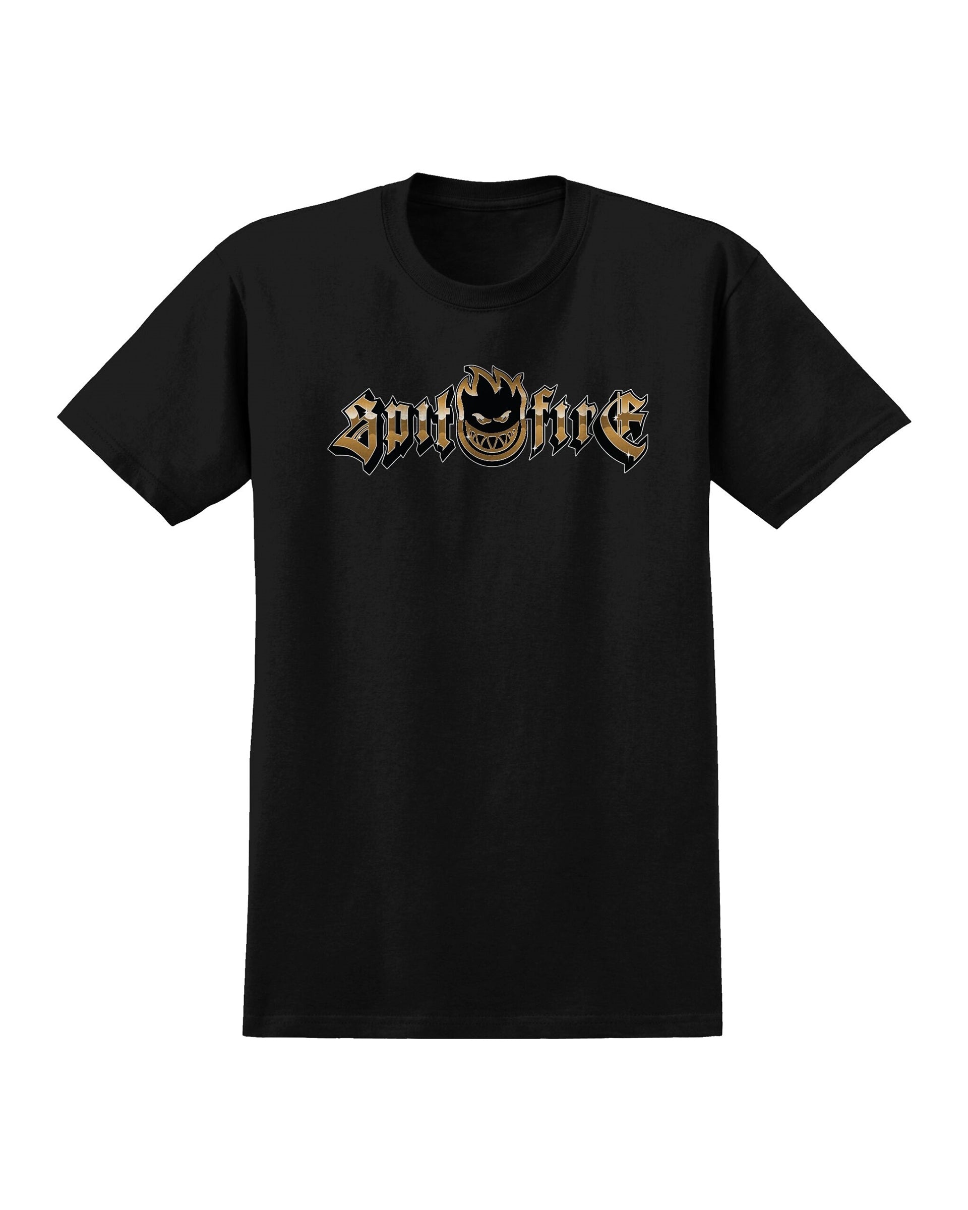 Spitfire Wheels Gold Chrome Bighead S/S T-Shirt - Black - $34.00 at Jack's Surfboards