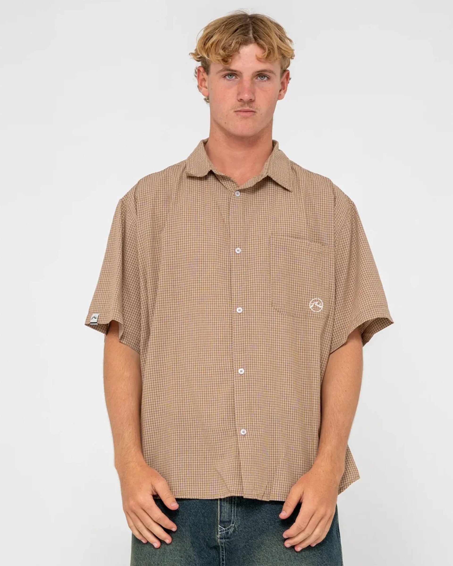 Hoodus Check S/S Shirt - Tobacco