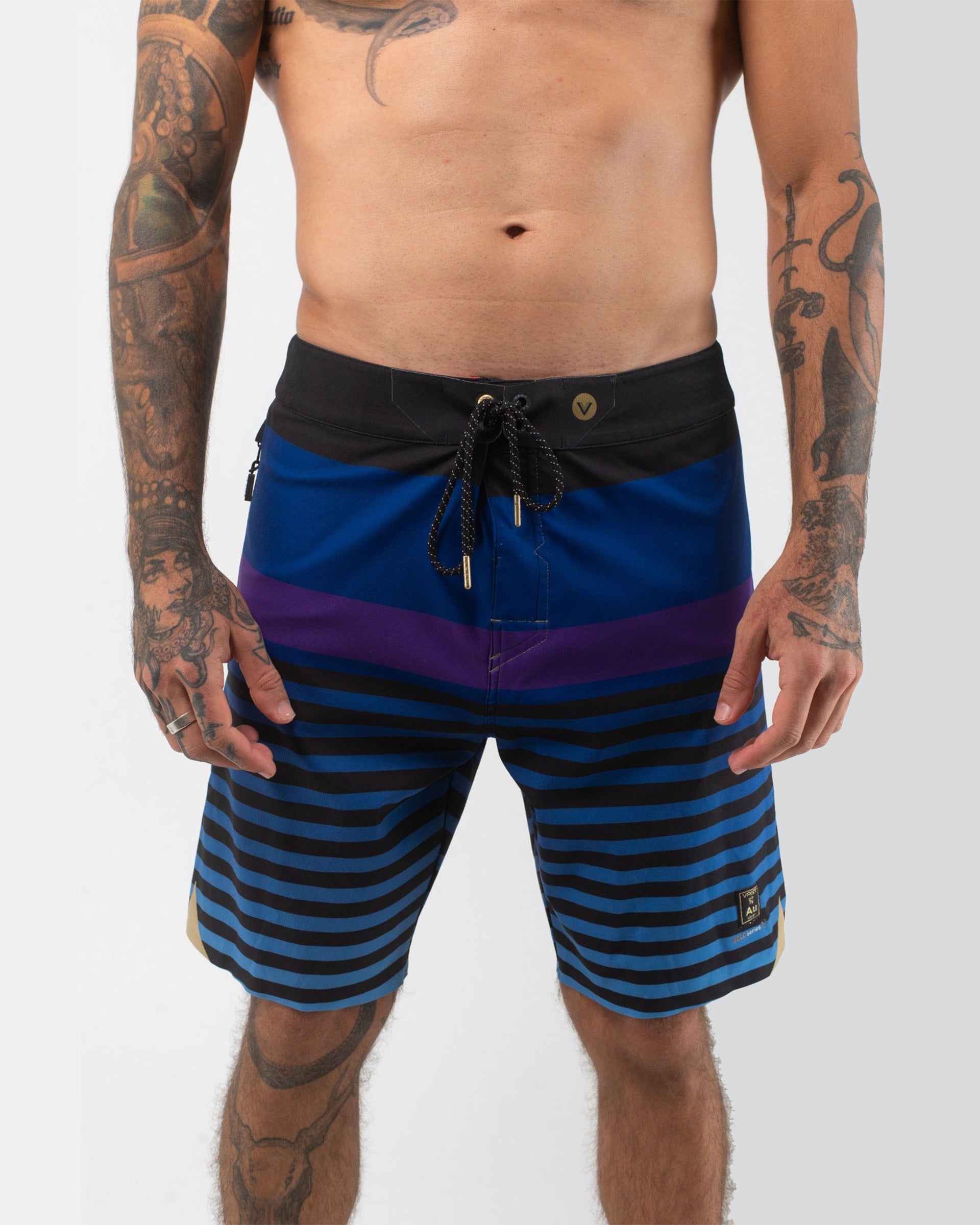 Horie Stripes Gold Boardshort - Navy Multi
