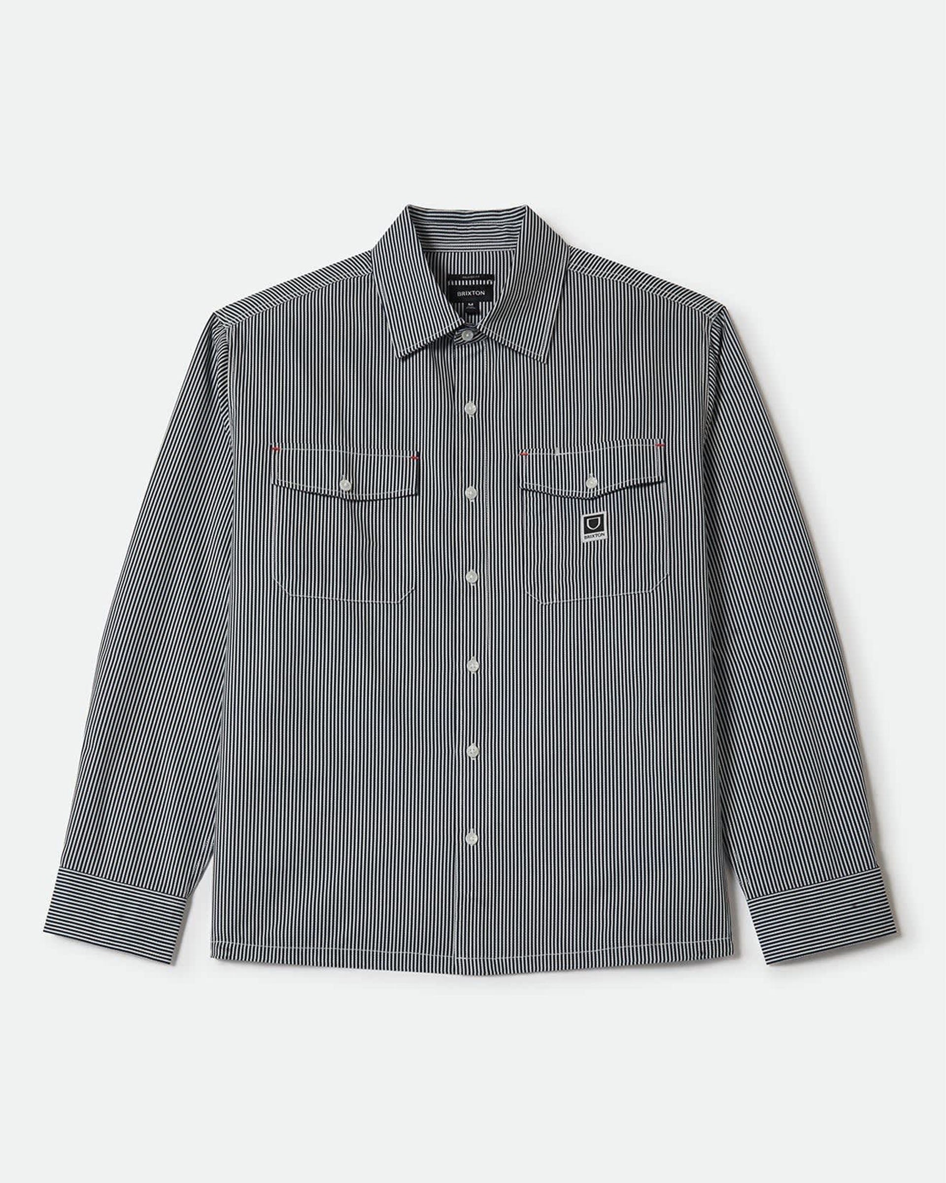 Journey Lightweight L/S Shirt - Navy/White Stripe