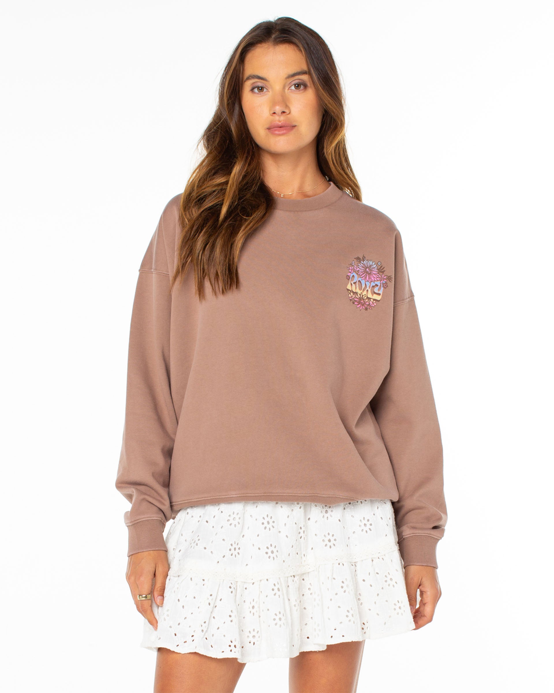 Lineup Oversized Crew Sweater - Brownie Tribal Sunset