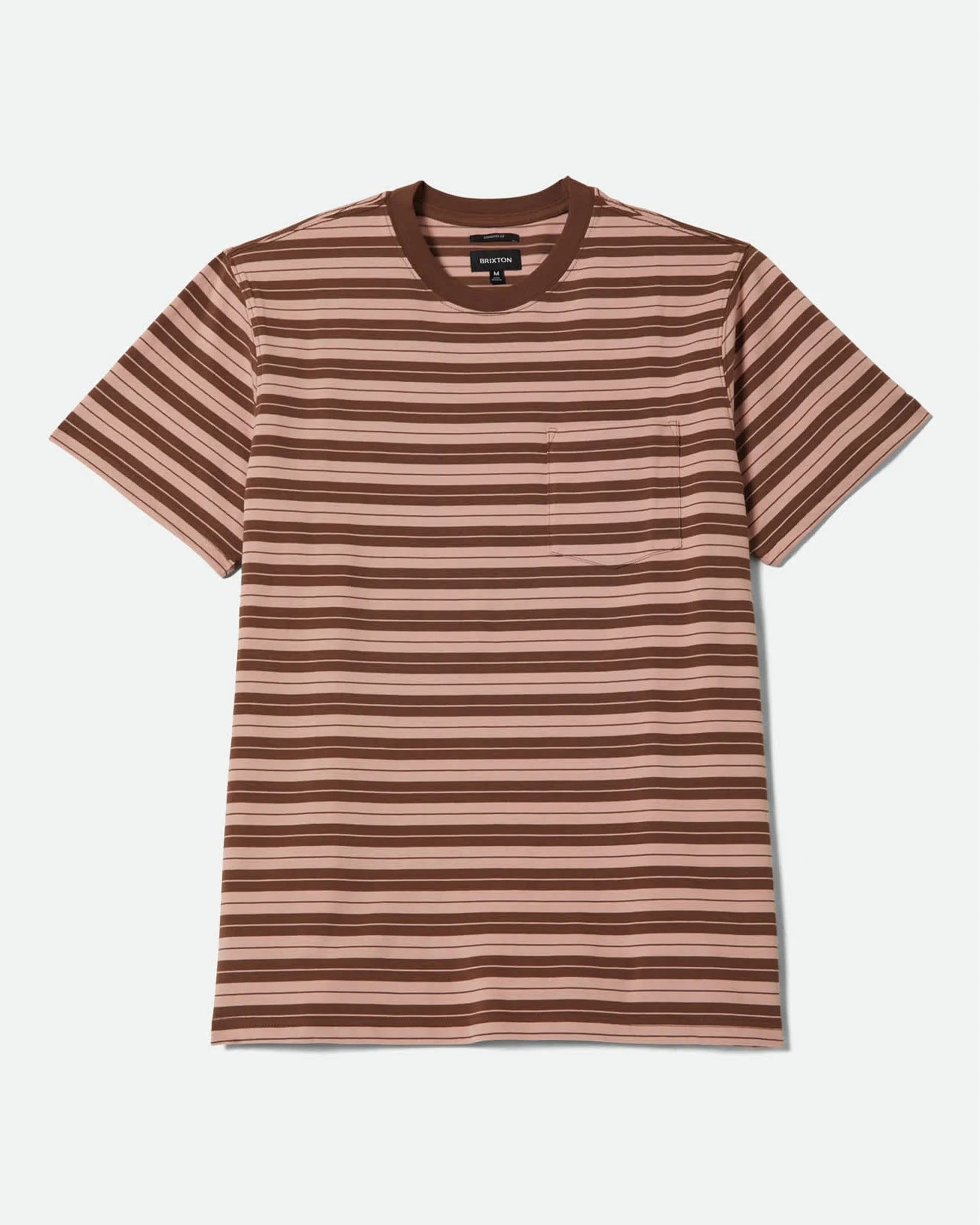 Brixton Nova Stripe S/S T-Shirt - Pinecone Brown/Silver Pink Worn Wash - $39.00 at Jack's Surfboards