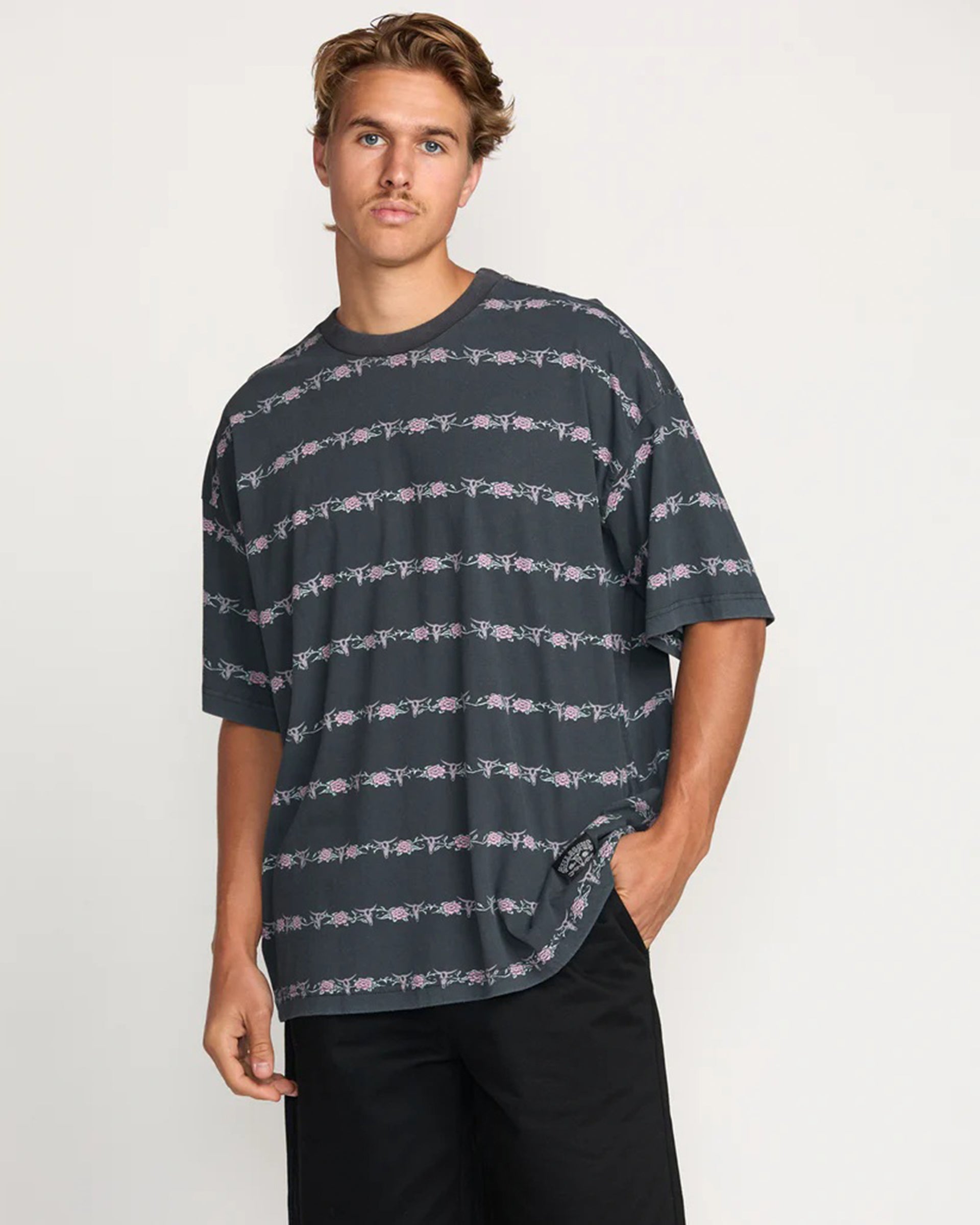 Billabong Raging Bull Stripe S/S T-Shirt - Washed Black - $45.95 at Jack's Surfboards