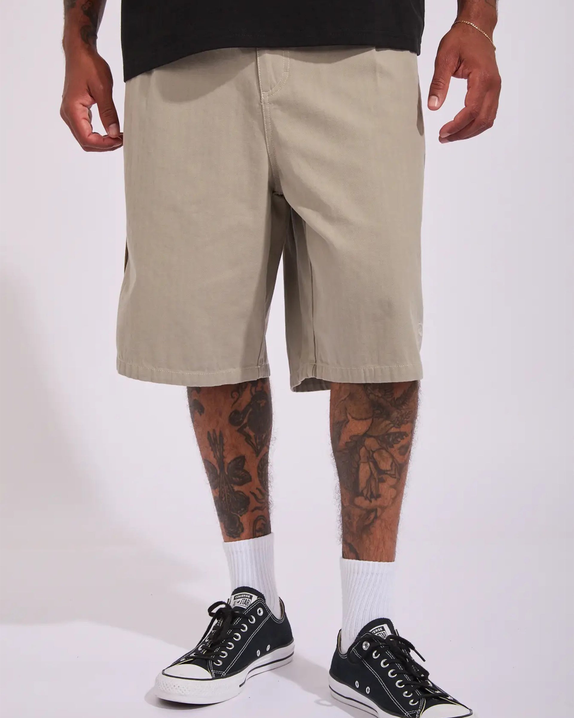 Request Line Herringbone Short - Abbey Stone