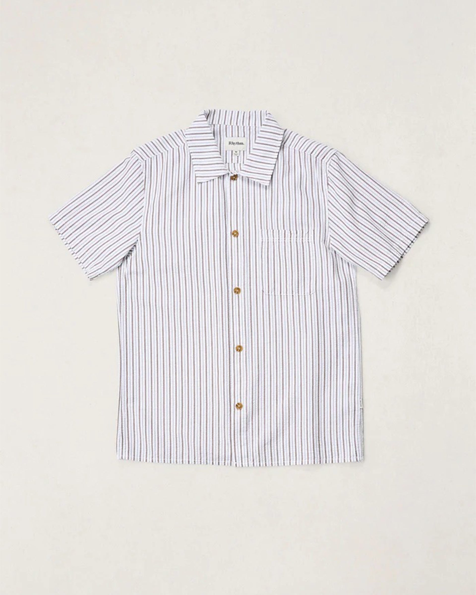 Rhythm Seersucker Stripe S/S Shirt - Cedar - $75.00 at Jack's Surfboards