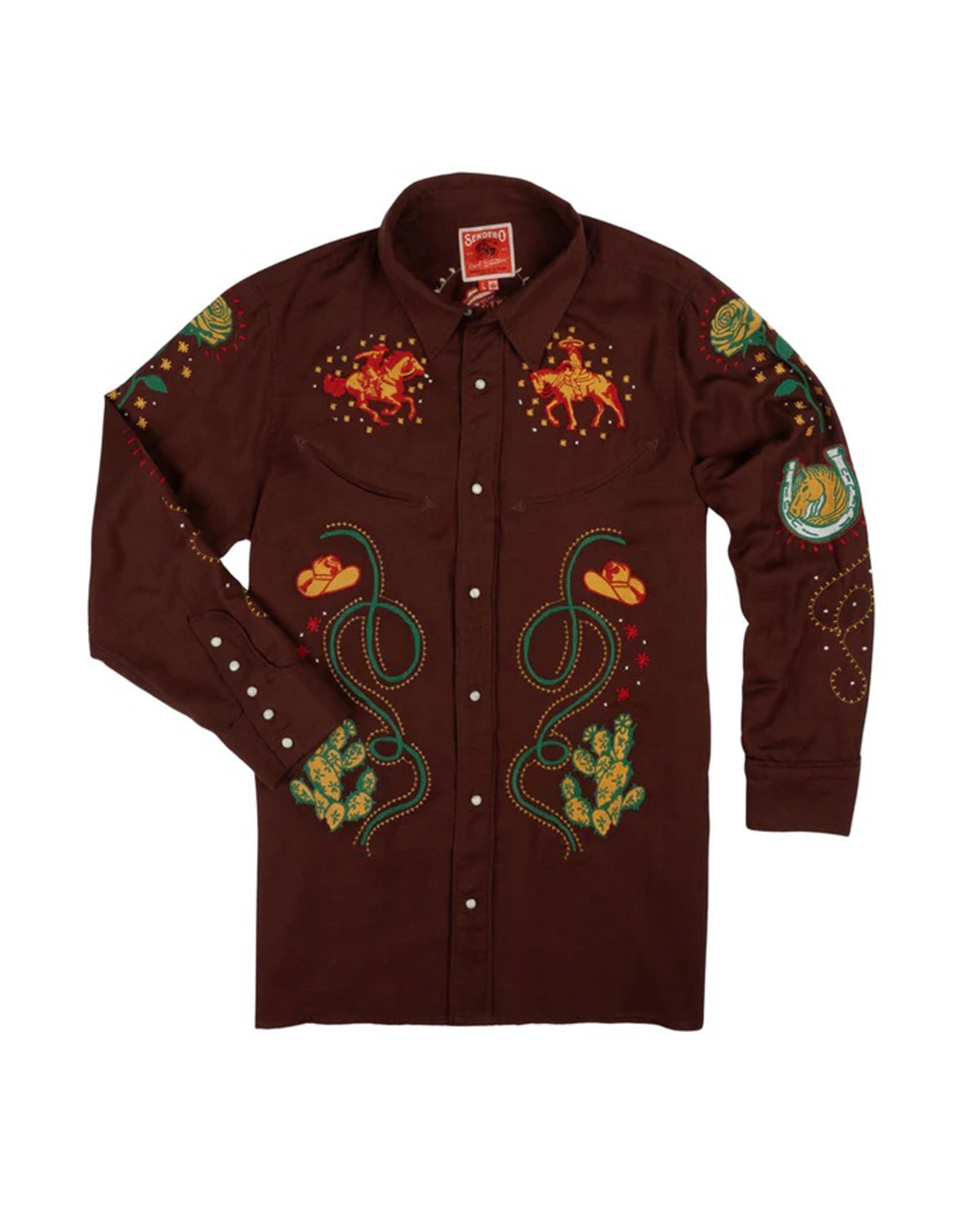 Show Pony Embroidered Western Pearl Snap L/S Shirt - Electric Brown