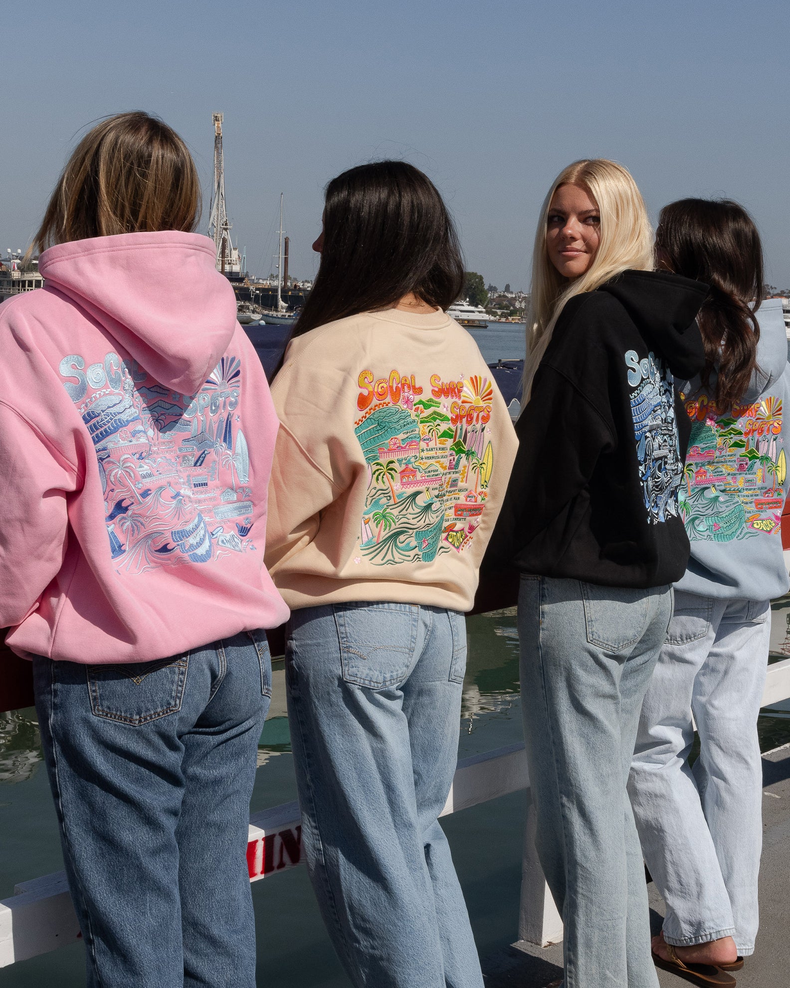 Socal Surf Embroidered Crewneck Sweatshirt - Natural