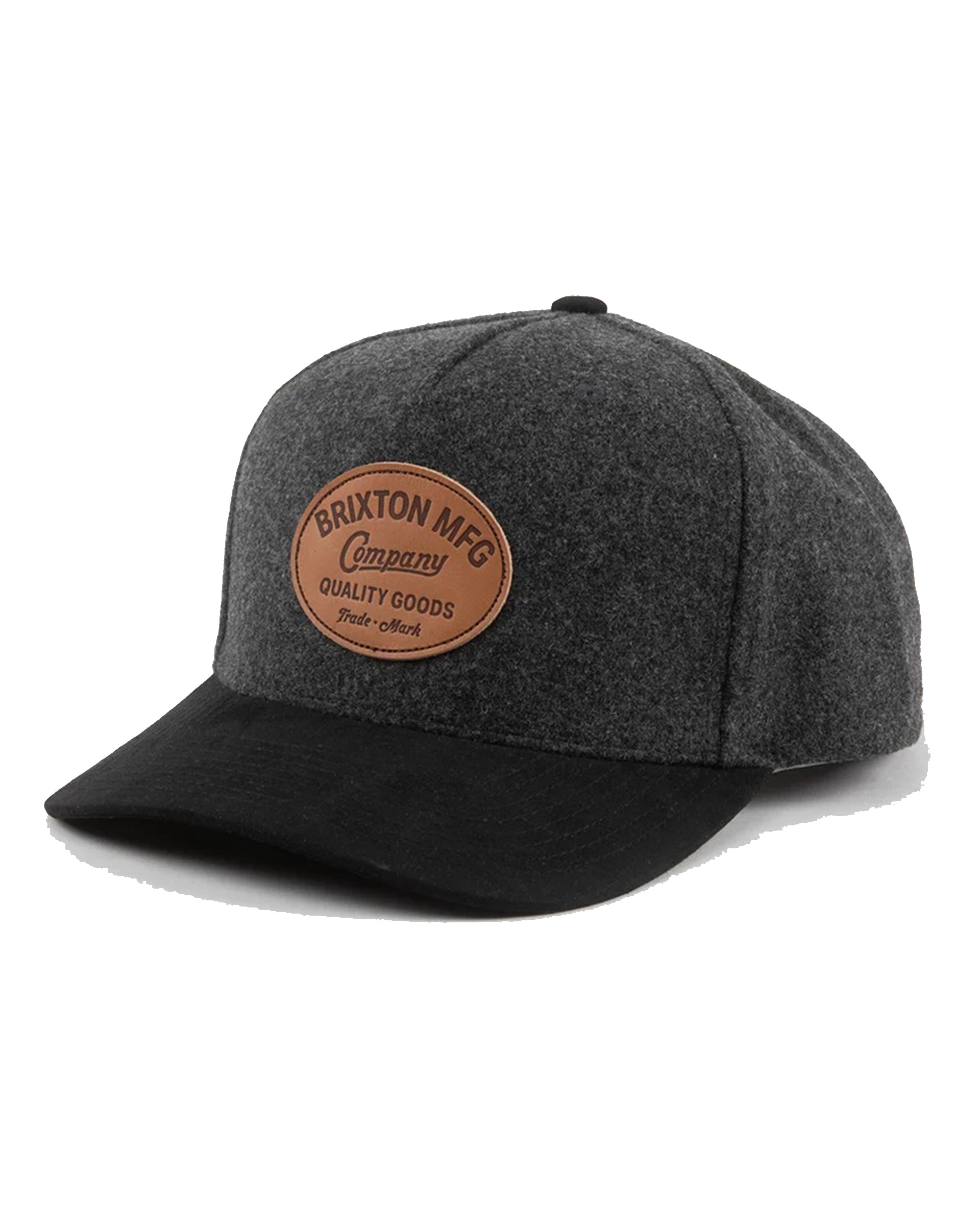 Brixton Stratton Melton Wool Snapback Hat - Charcoal/Black Suede - $35.00 at Jack's Surfboards