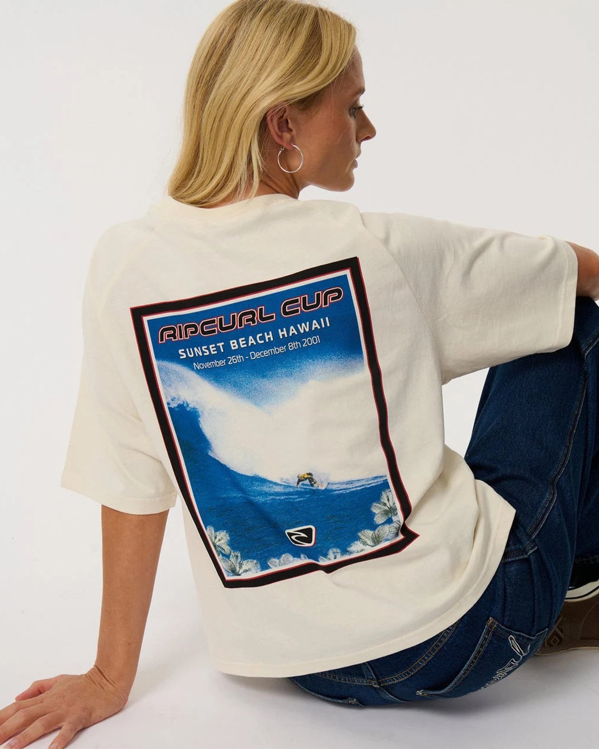 Women's Sunset Beach Raglan Boxy Tee - Bone