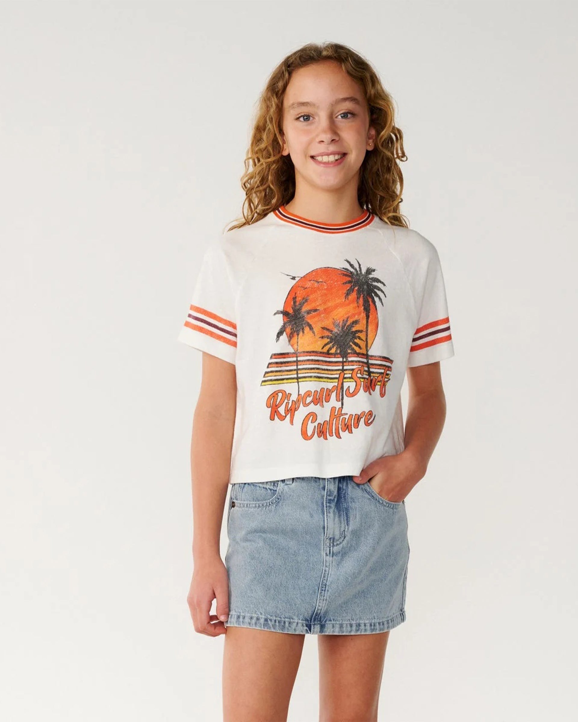 Rip Curl Girl's (8-16) Surf Culture Crop Tee - Bone - $26.95 at Jack's Surfboards