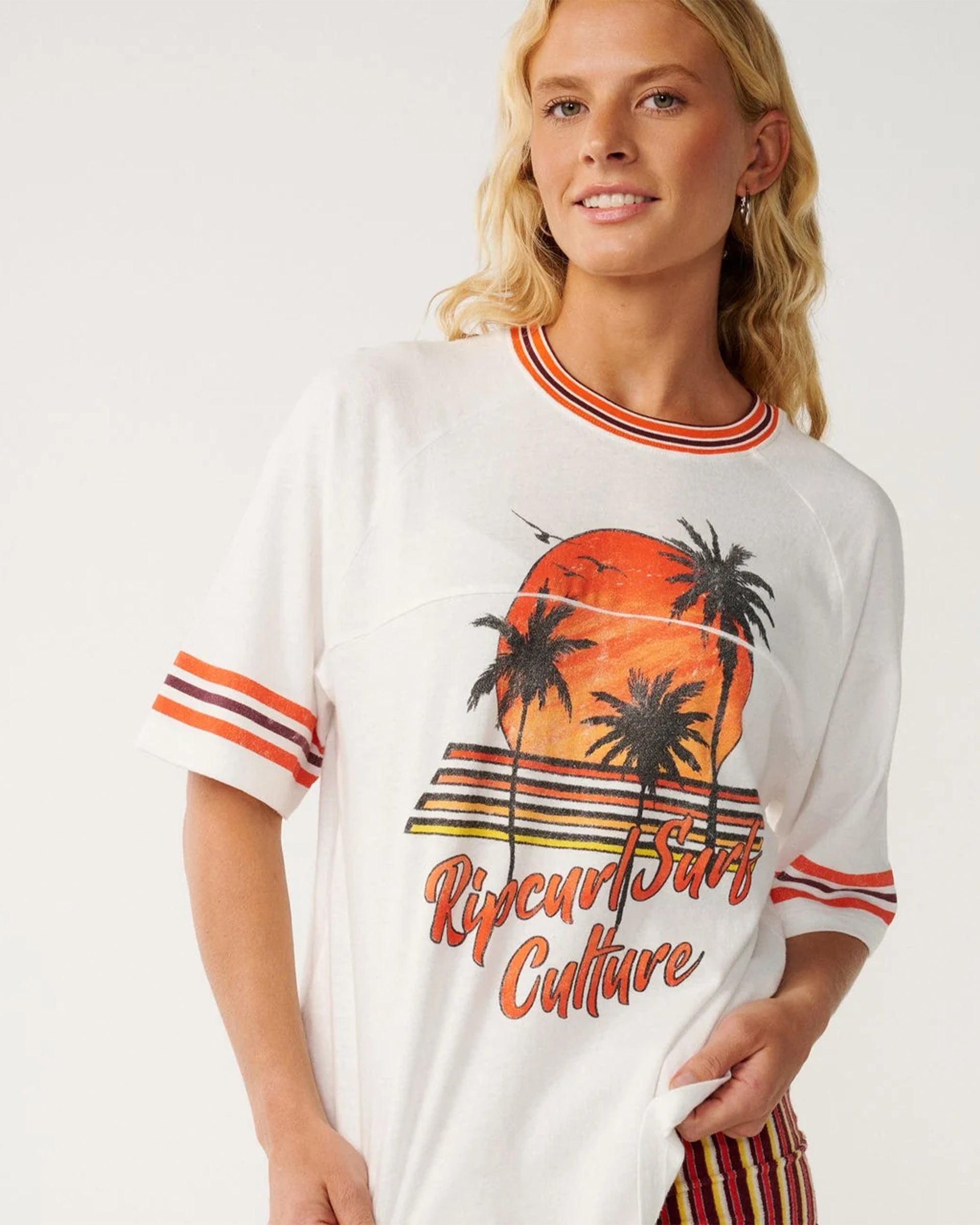 Women's Surf Culture Oversize Crop Tee - Bone