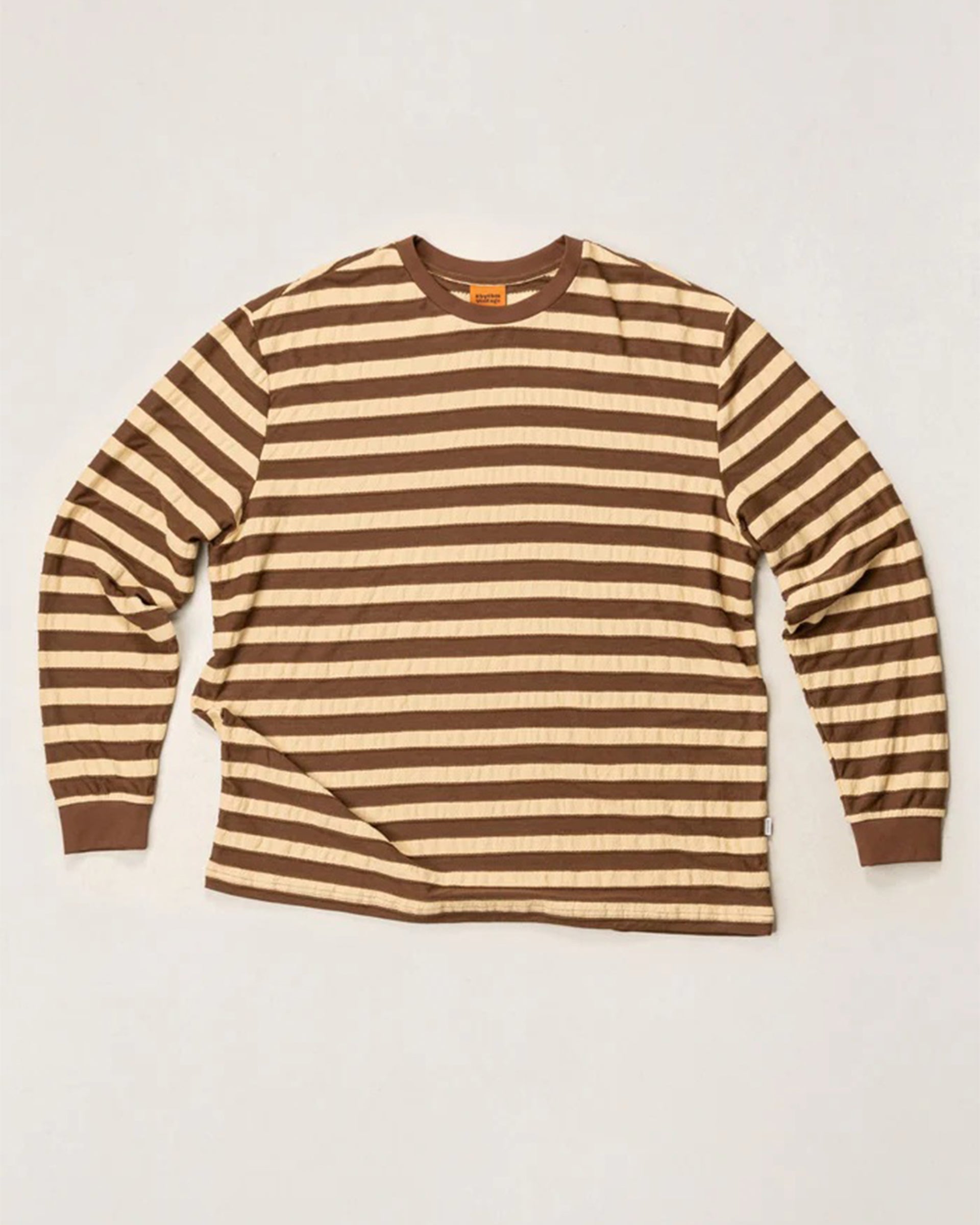 Textured Stripe L/S T-Shirt - Brown