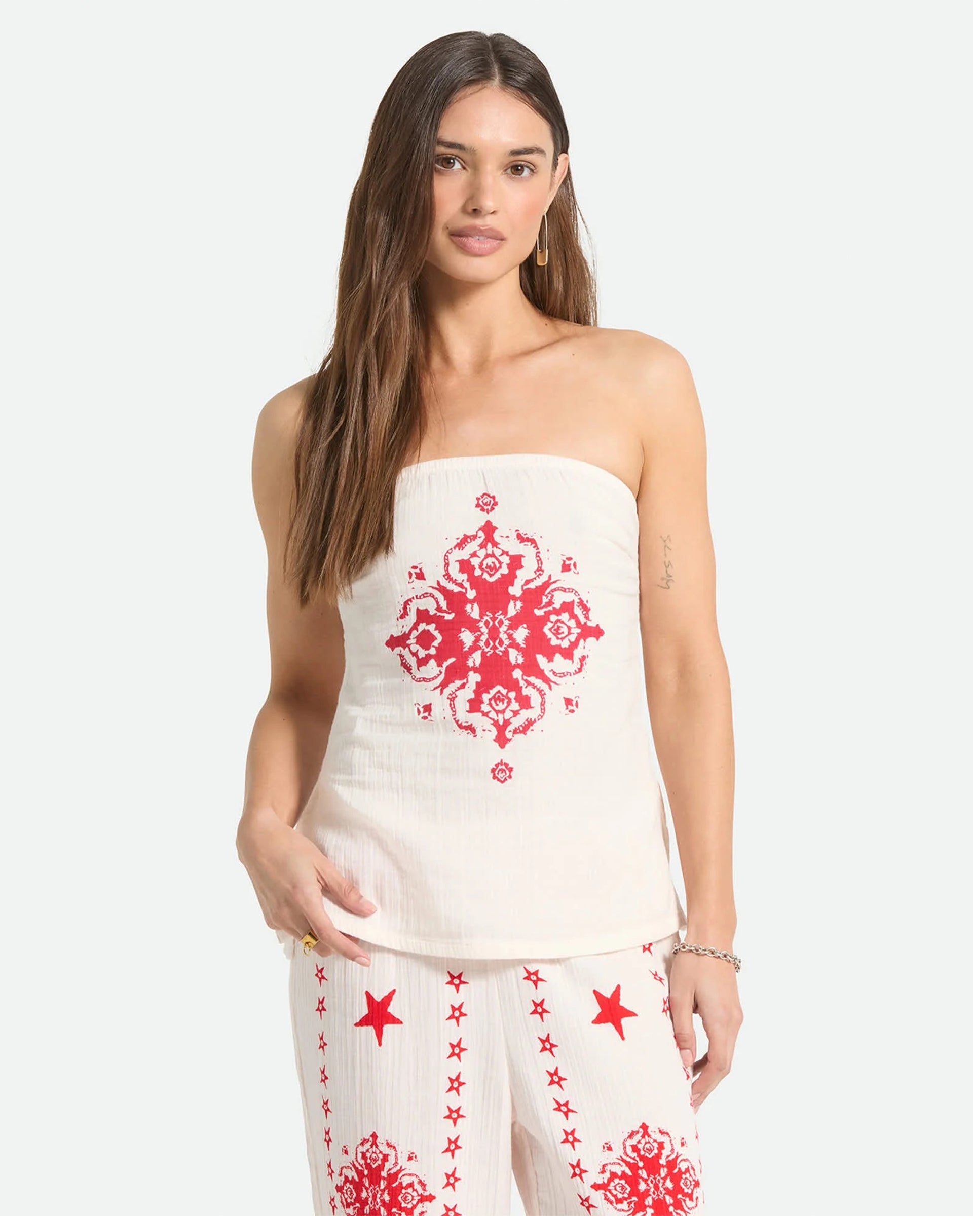 Women's The Lola Tube Top - Off White/Robust Red