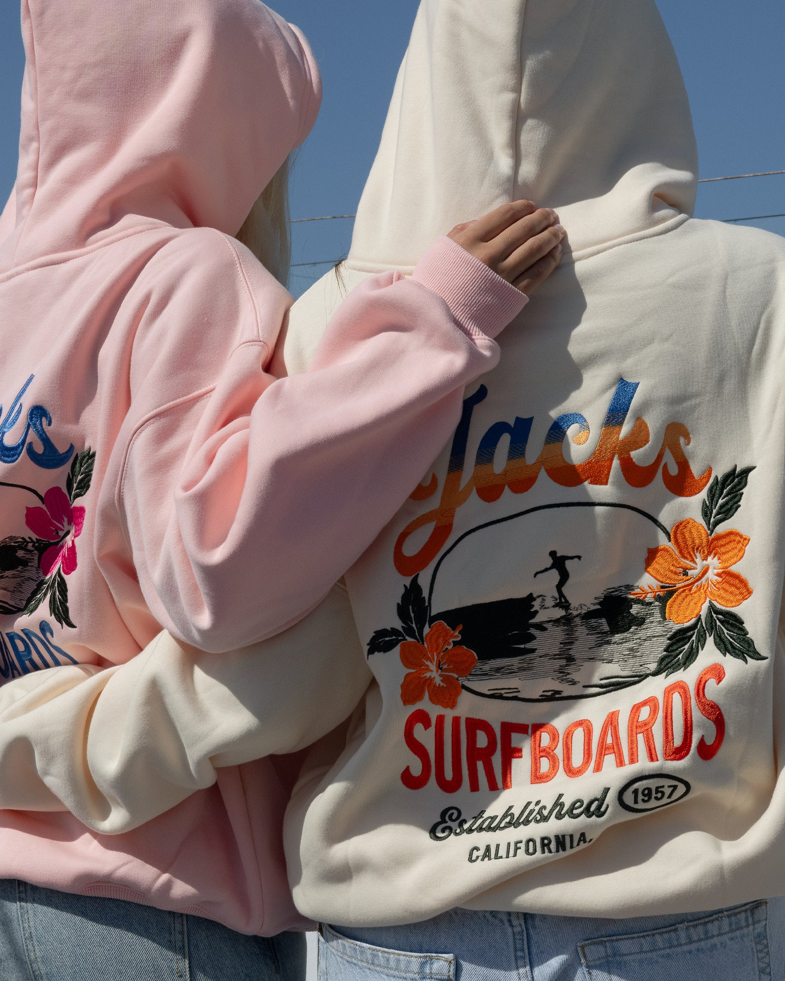 Tip Toe Embroidered  Rainbow Pullover Hoodie - Pale Yellow
